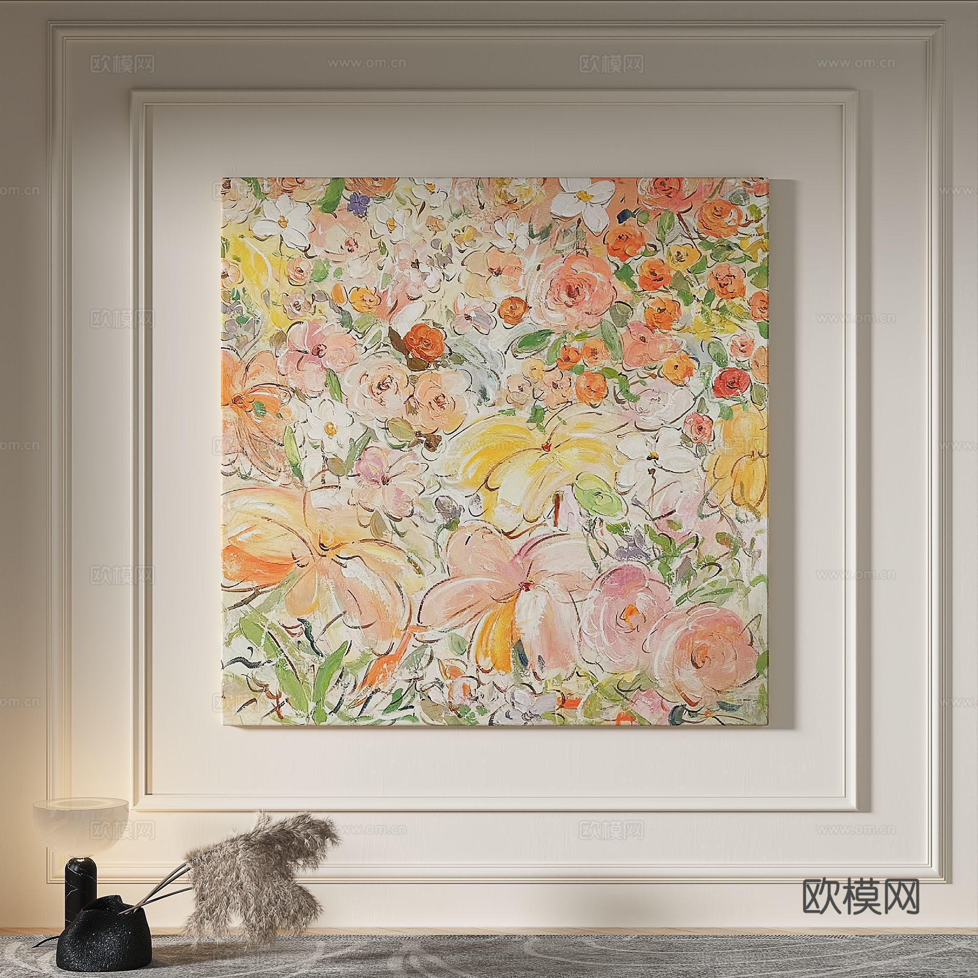现代，奶油风，肌理，轻奢，侘寂，简约，装饰画3d模型