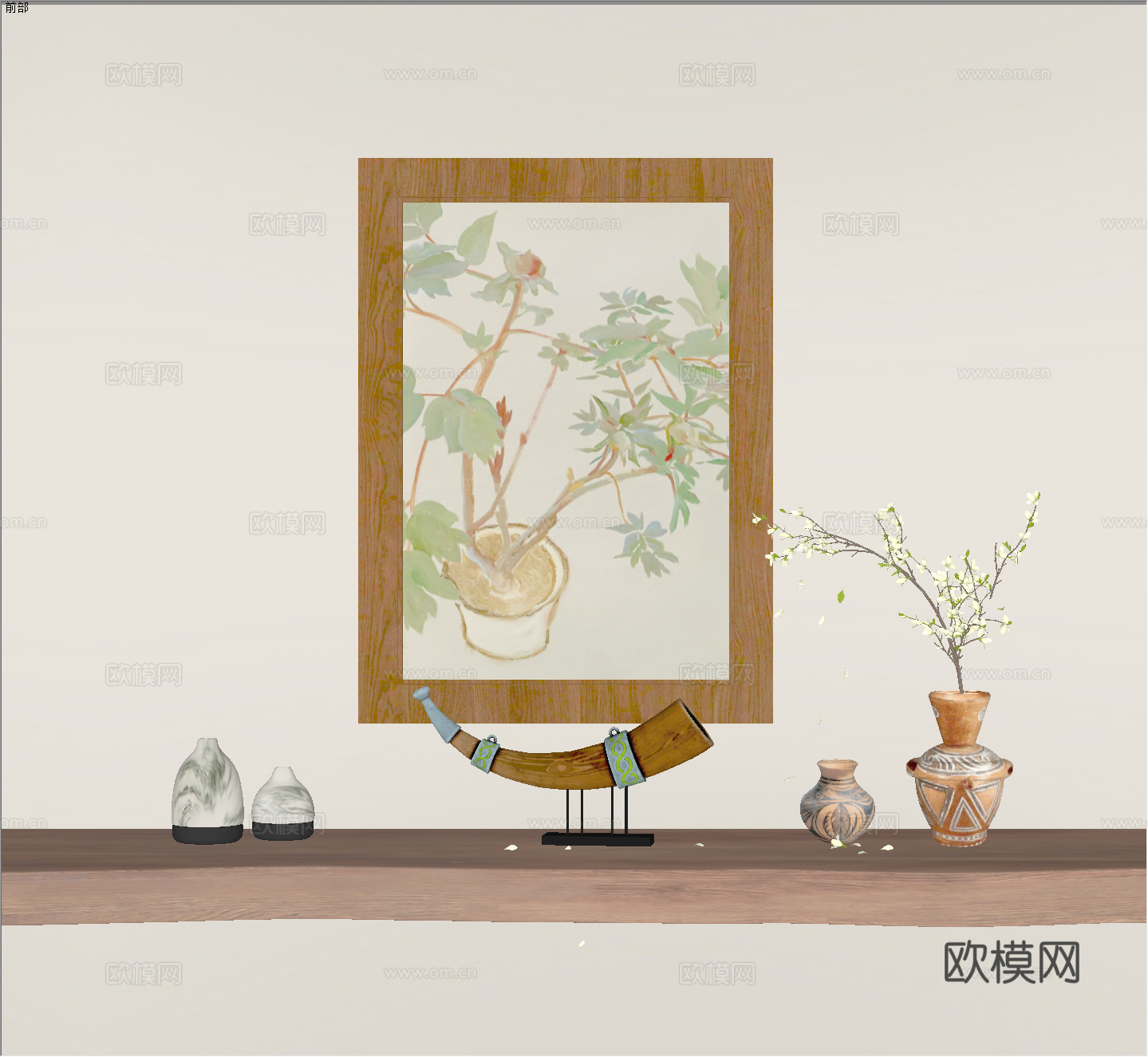 法式复古装饰挂画 法式中古装饰挂画 复古花瓶花艺摆件su模型