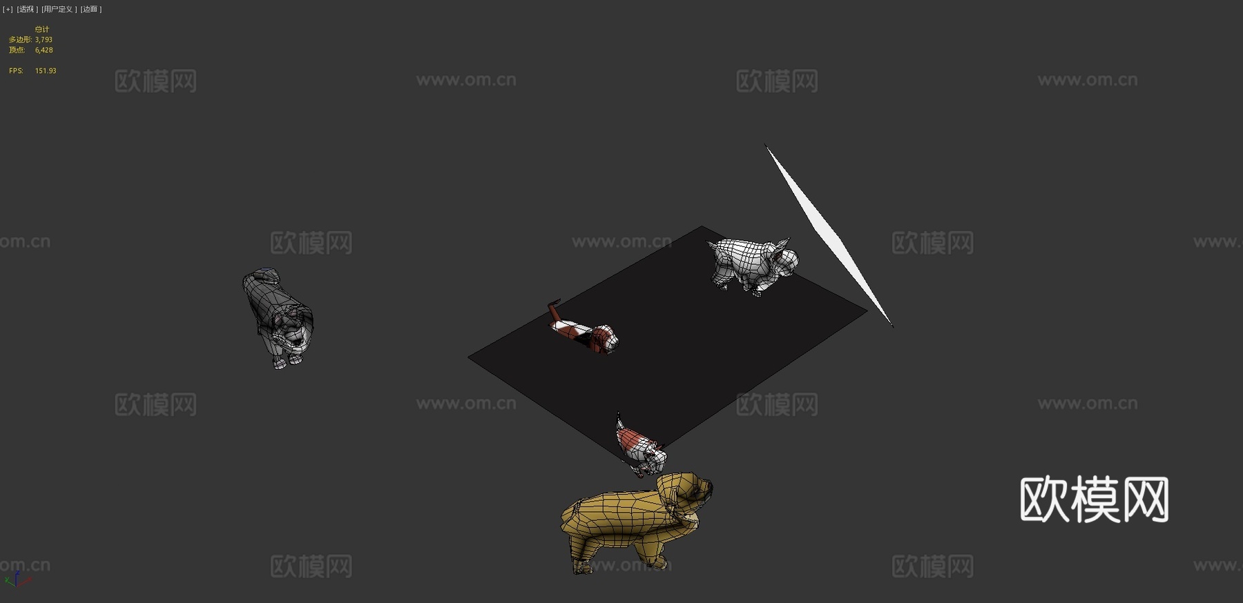 低多边形狗包3d模型