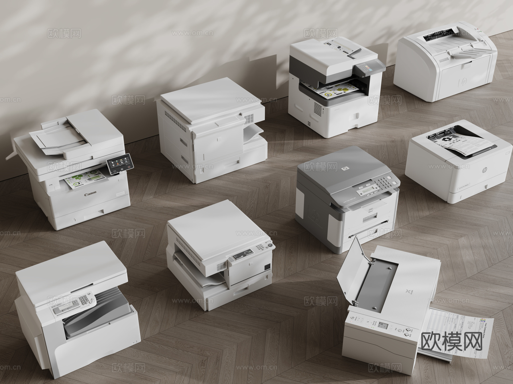 现代打印机 印刷机 雕刻机 扫描仪 办公用品3d模型