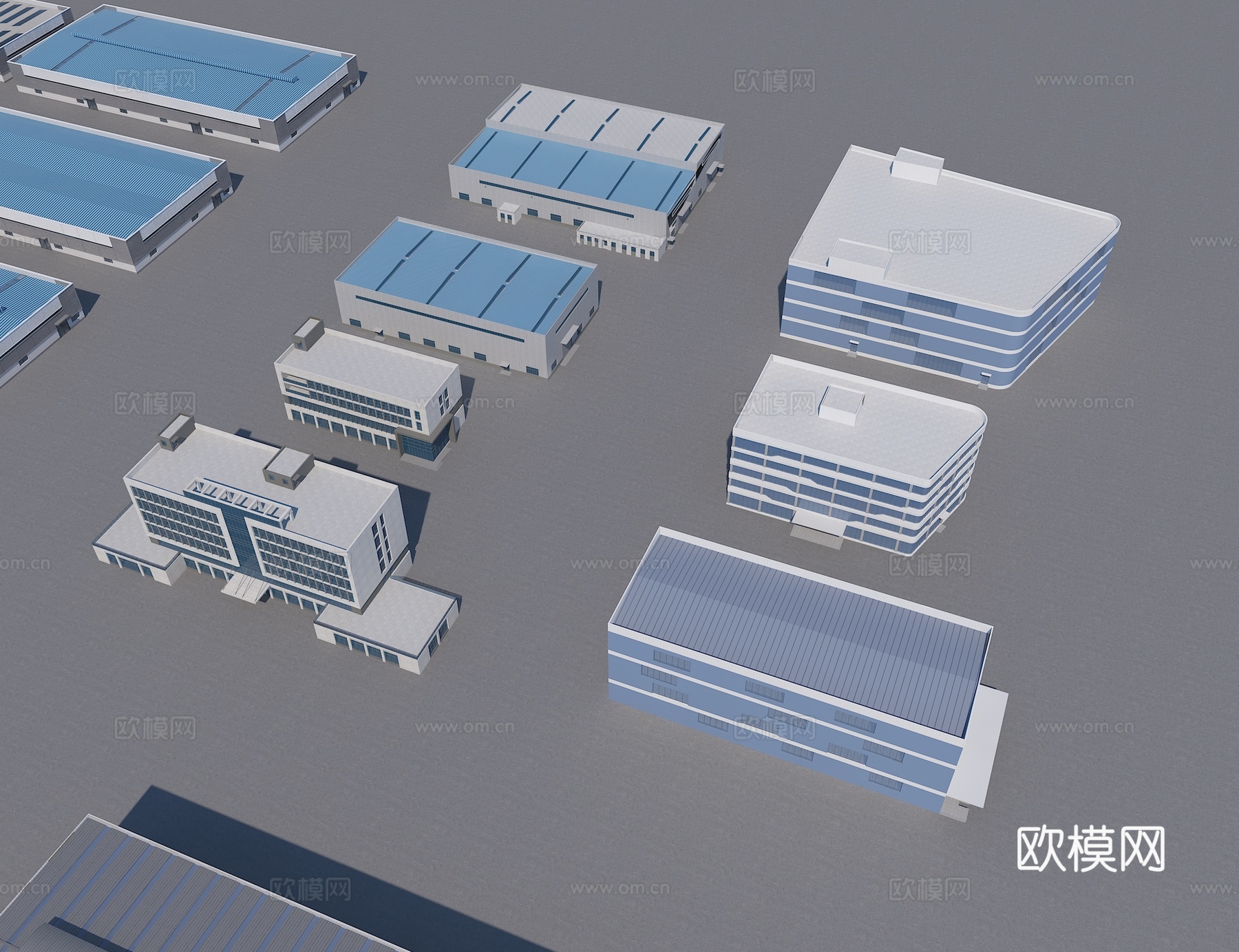 现代厂房 厂房办公楼 厂房配楼3d模型3d模型