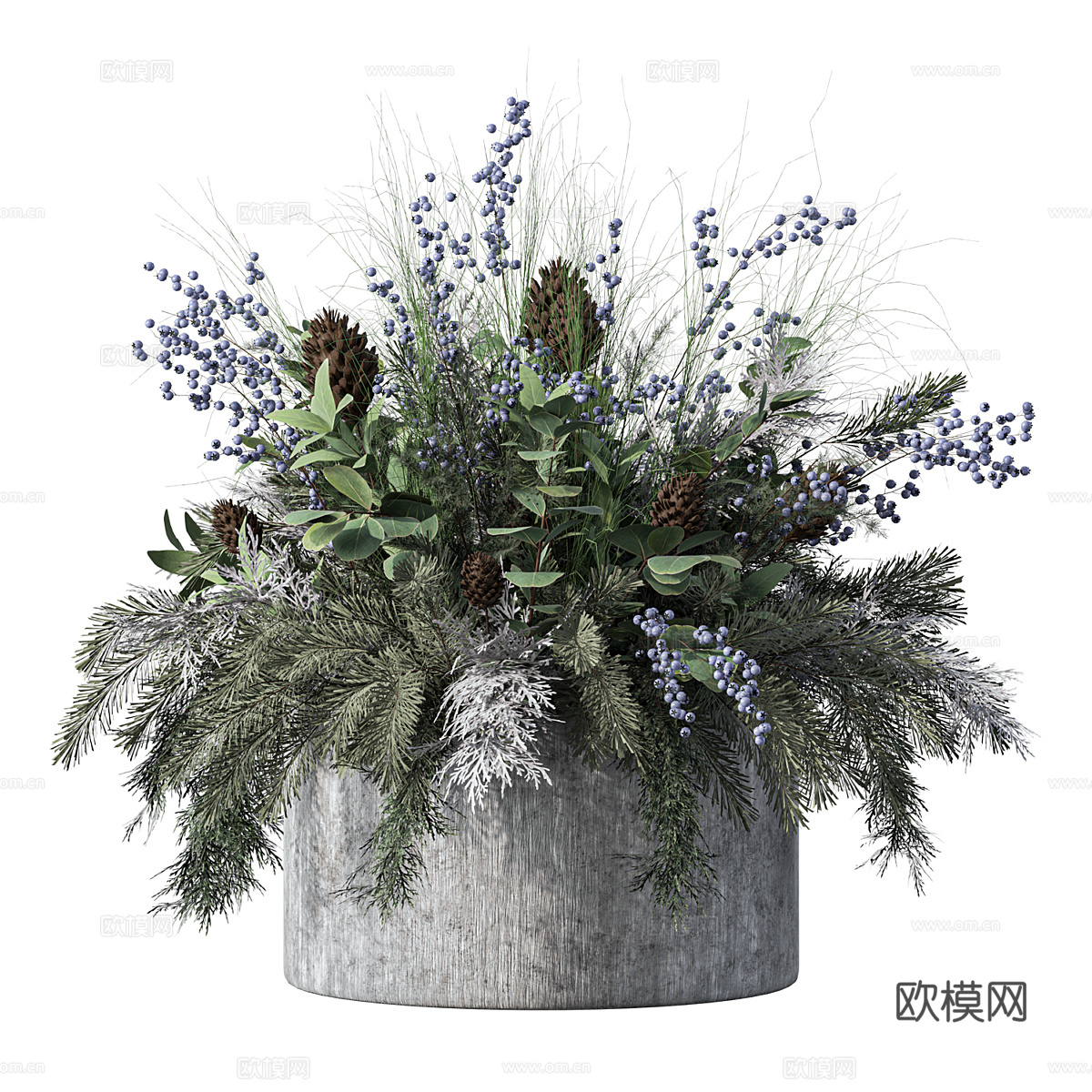 现代侘寂花瓶花艺3d模型