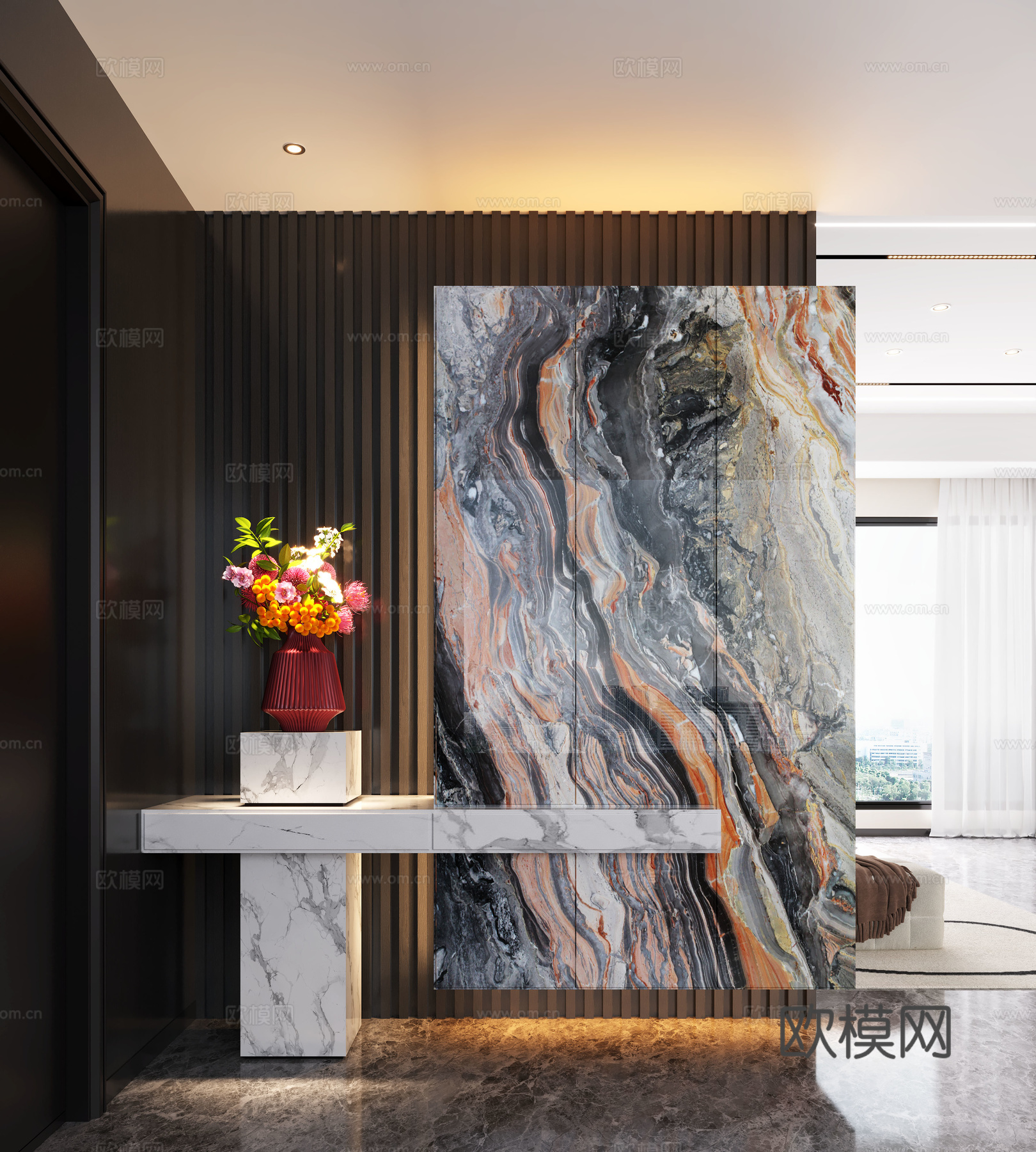 现代入户玄关 装饰玄关 玄关背景 玄关隔断su模型