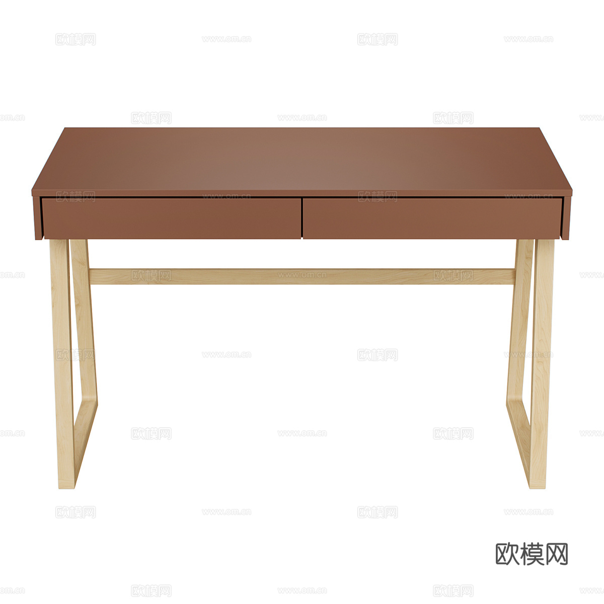 现代北欧原木书桌3d模型