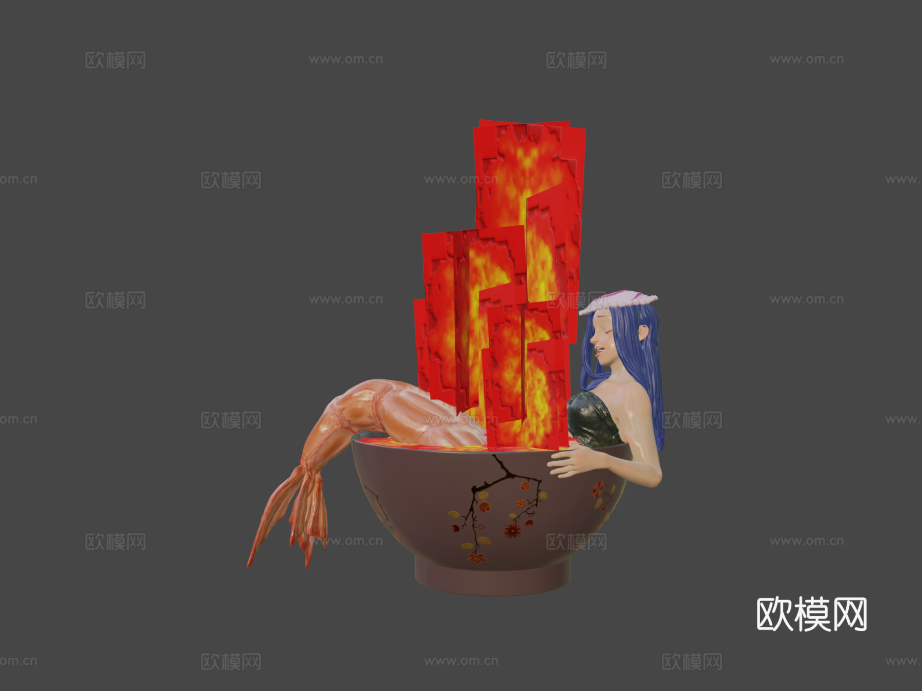 虾人鱼3d模型