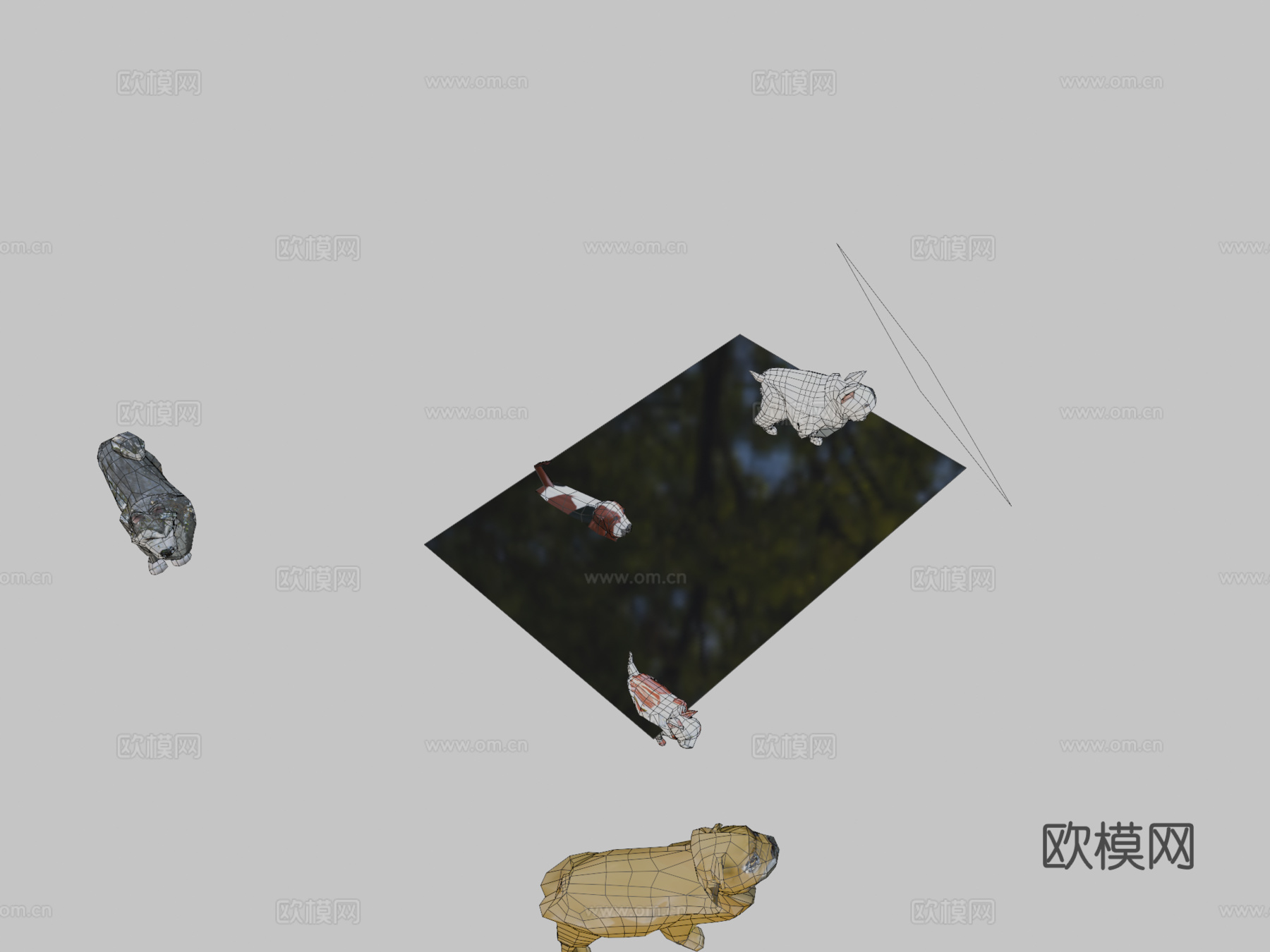 低多边形狗包3d模型