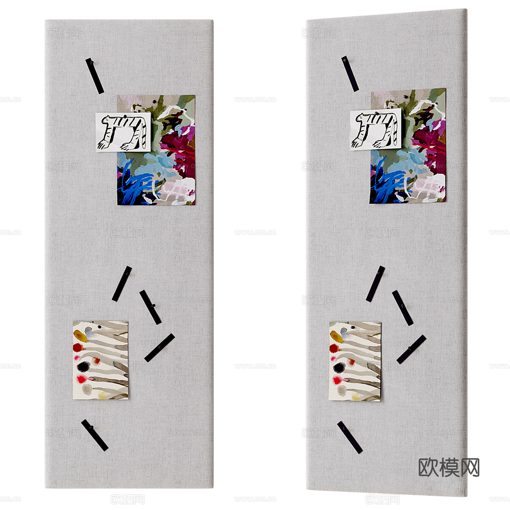 现代儿童贴画 手绘画板 墙饰挂件su模型