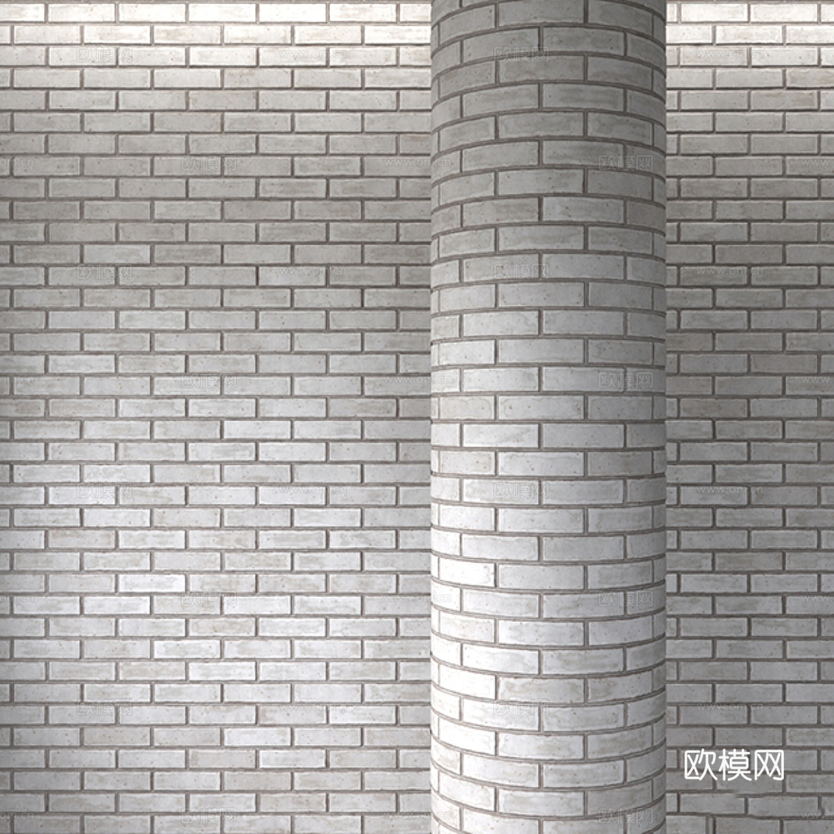 现代侘寂白色砖墙3d模型