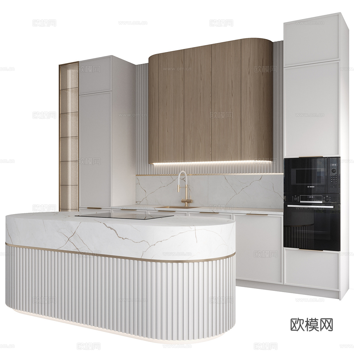 现代意式奶油风橱柜3d模型