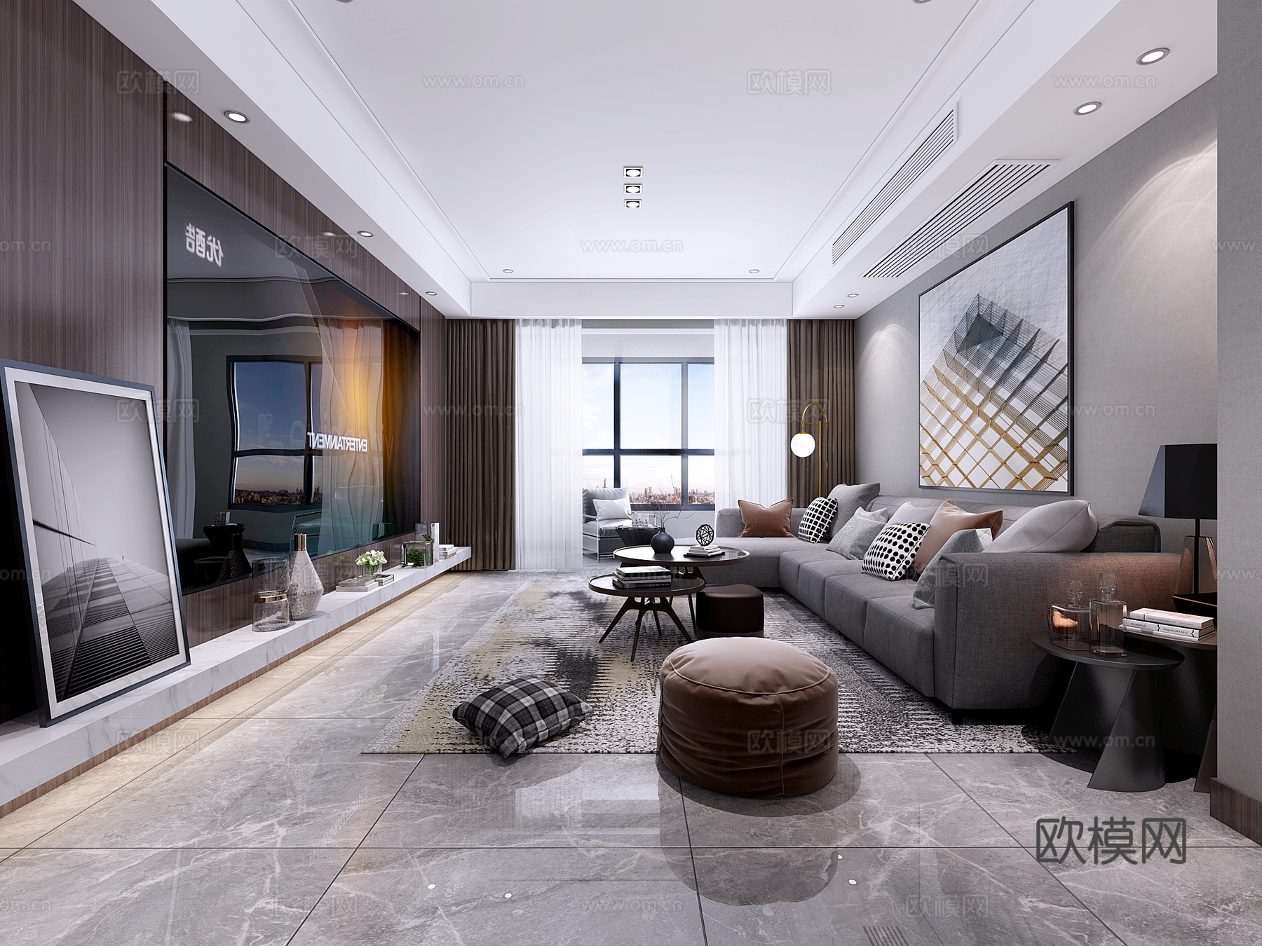 后现代极简客餐厅3d模型