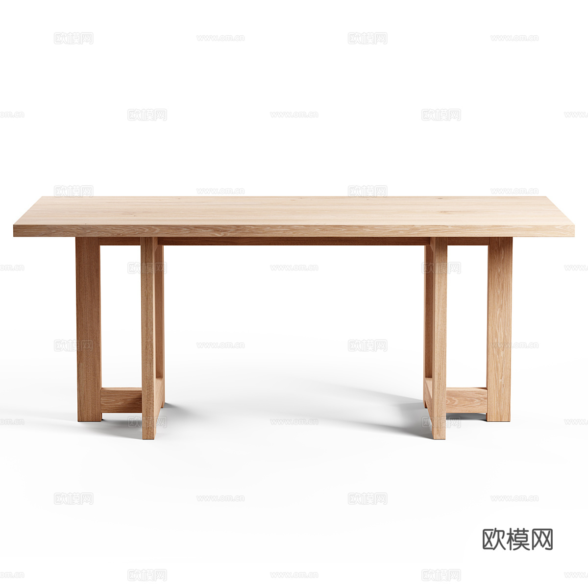 新中式原木风实木餐桌3d模型