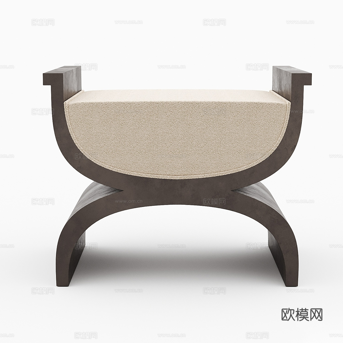 新中式布艺木凳3d模型