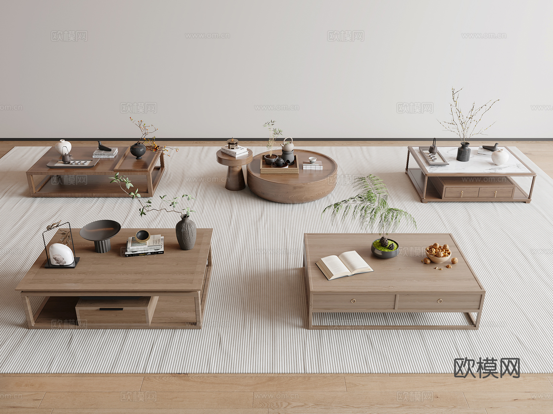 新中式宋式茶几组合3d模型