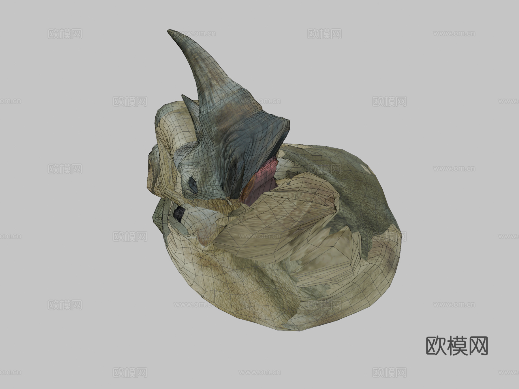 漂浮幻想岛上的动画犀牛循环3d模型