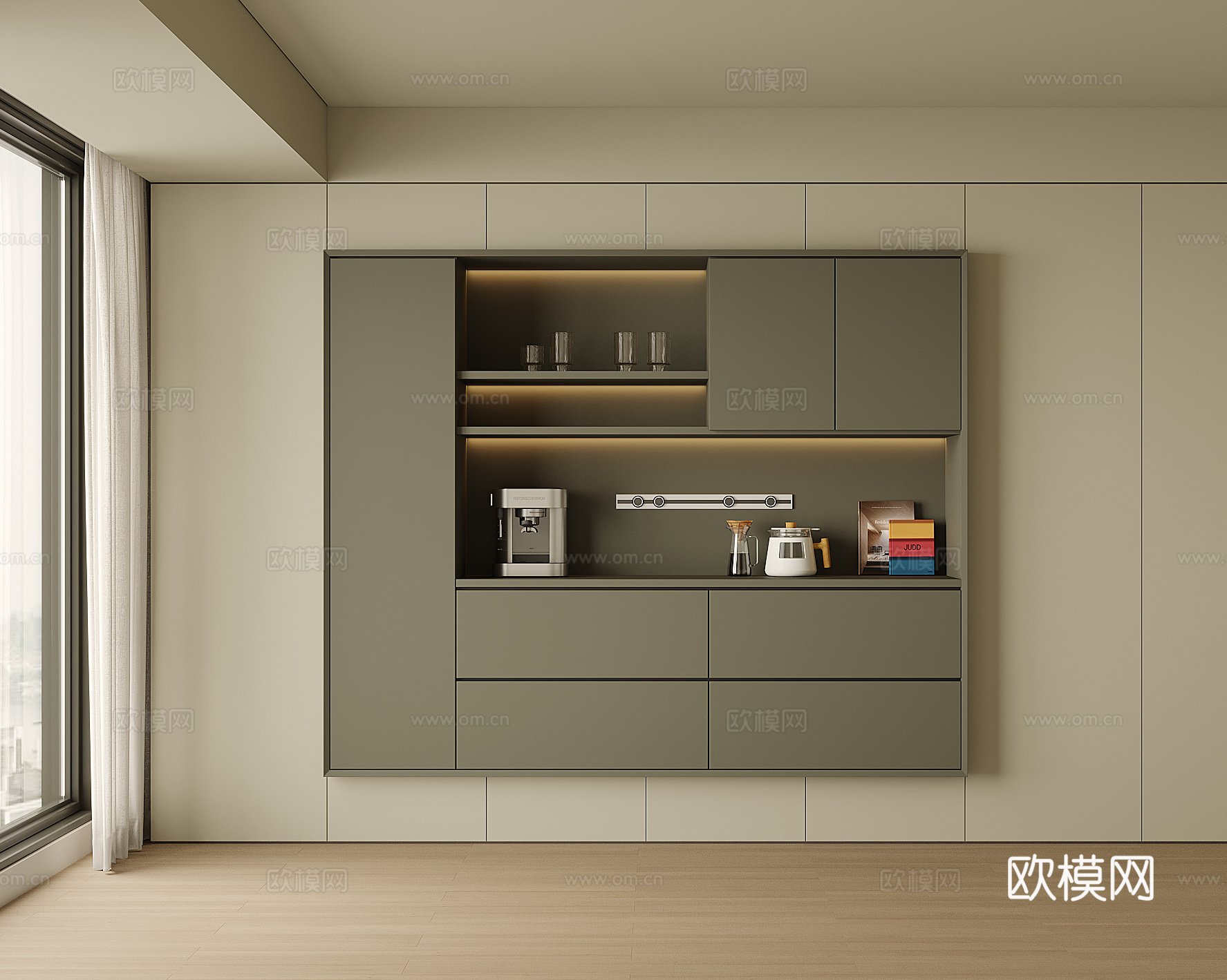 现代餐边柜3d模型下载