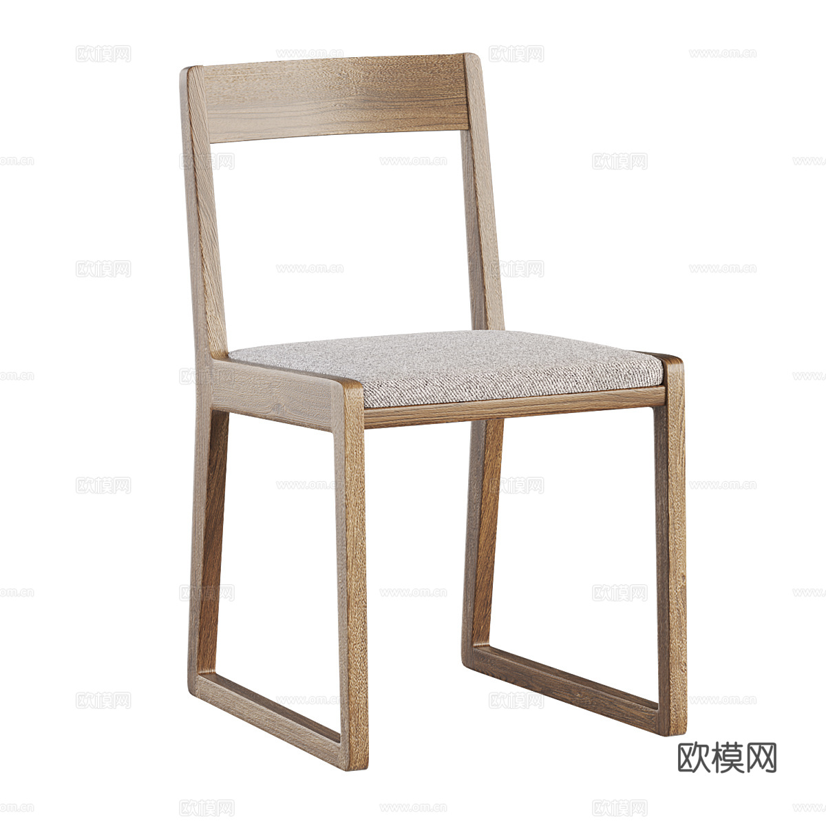 新中式原木单椅3d模型
