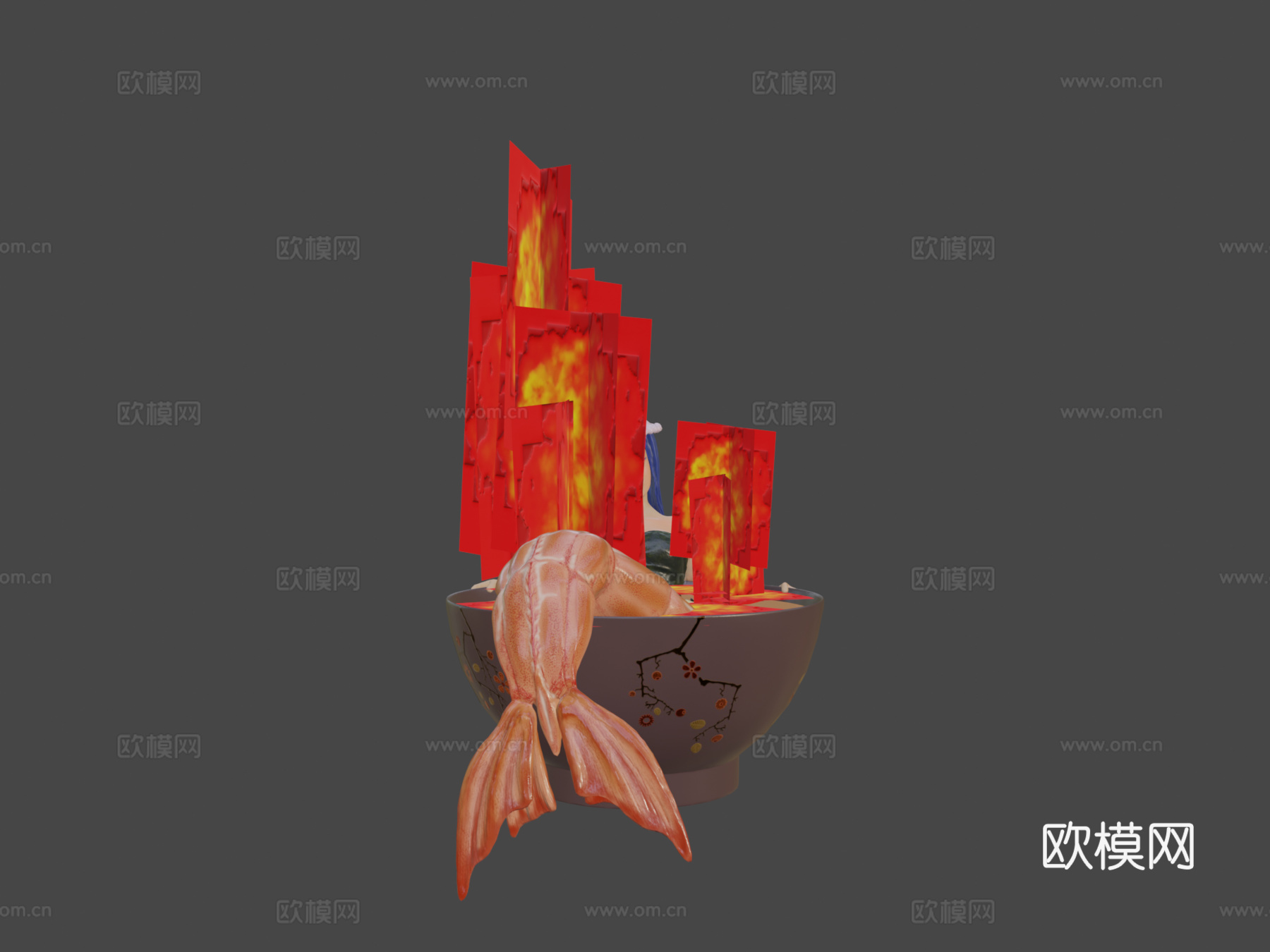 虾人鱼3d模型