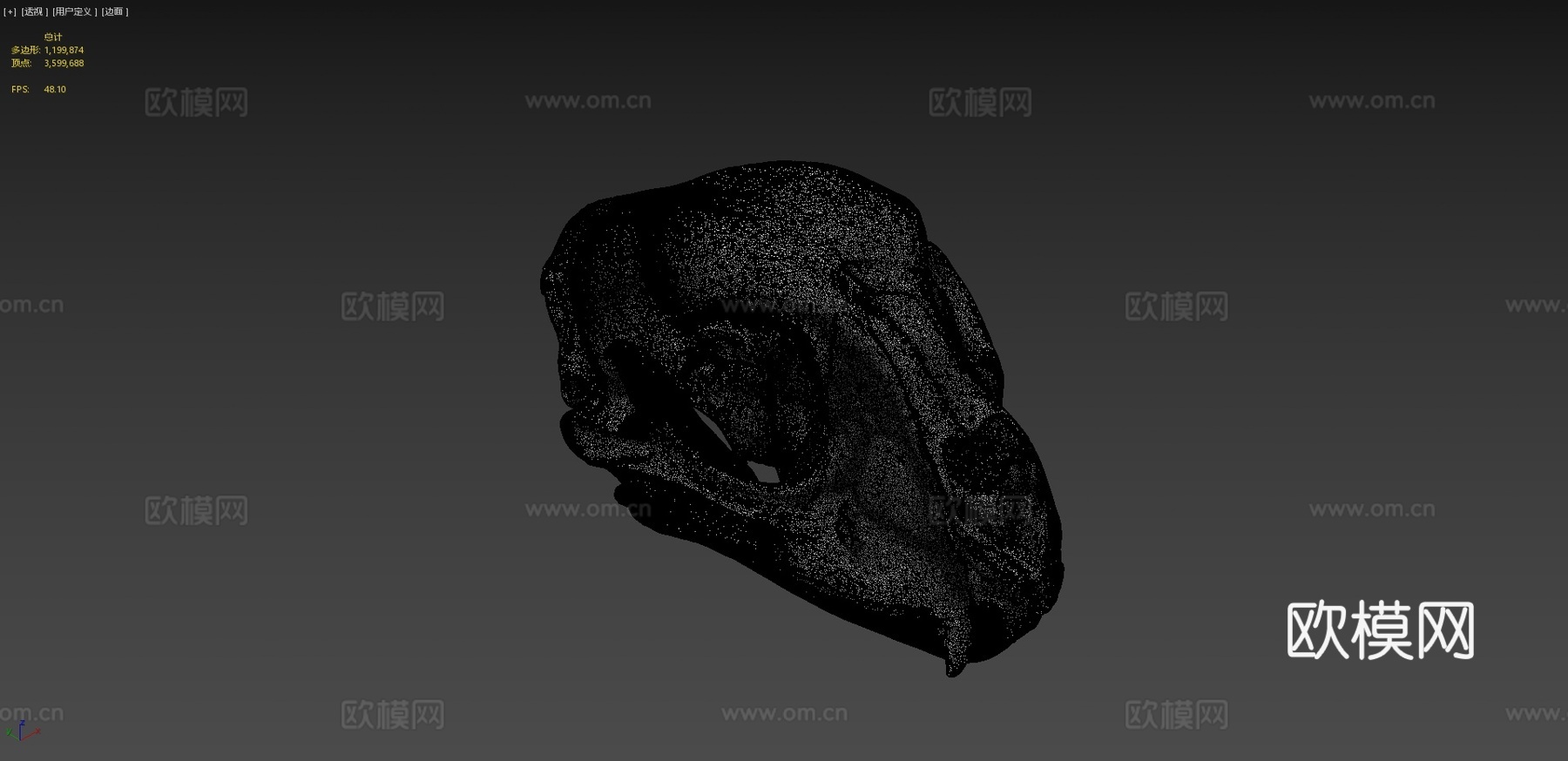 长而尖锐犬齿的猎豹头骨3d模型