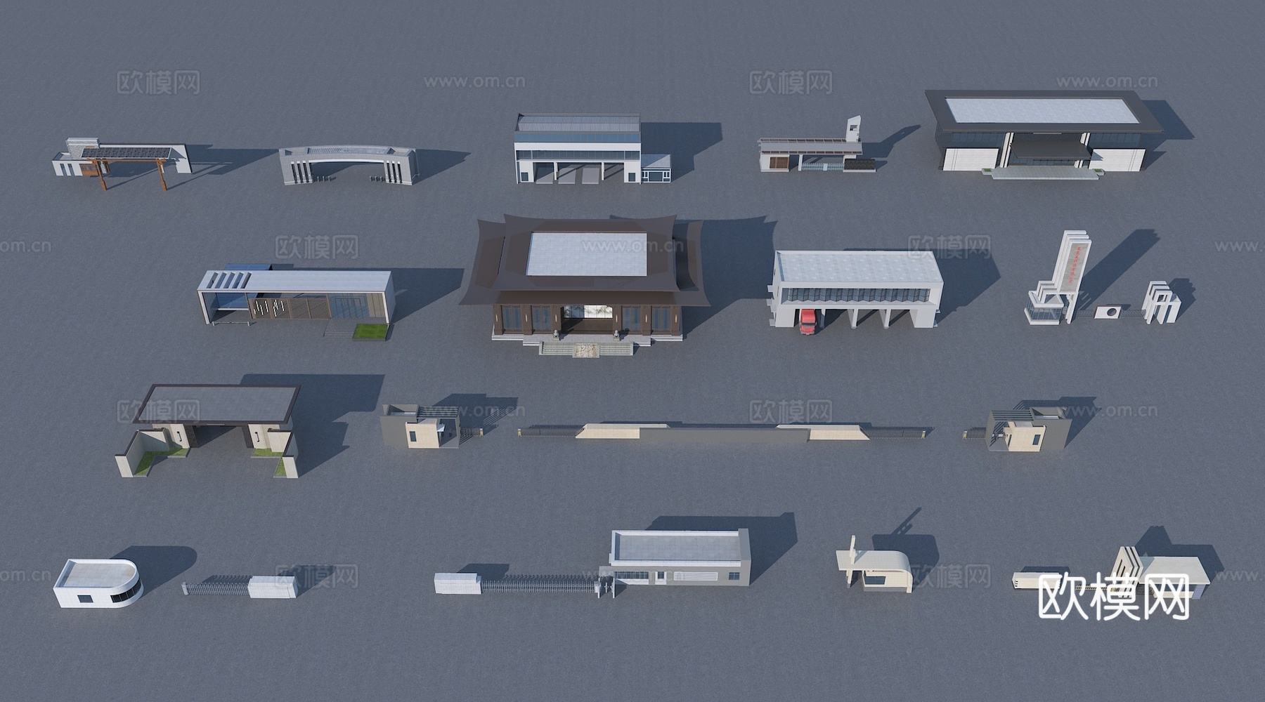 现代 大门 住宅厂区大门 学校入口3d模型