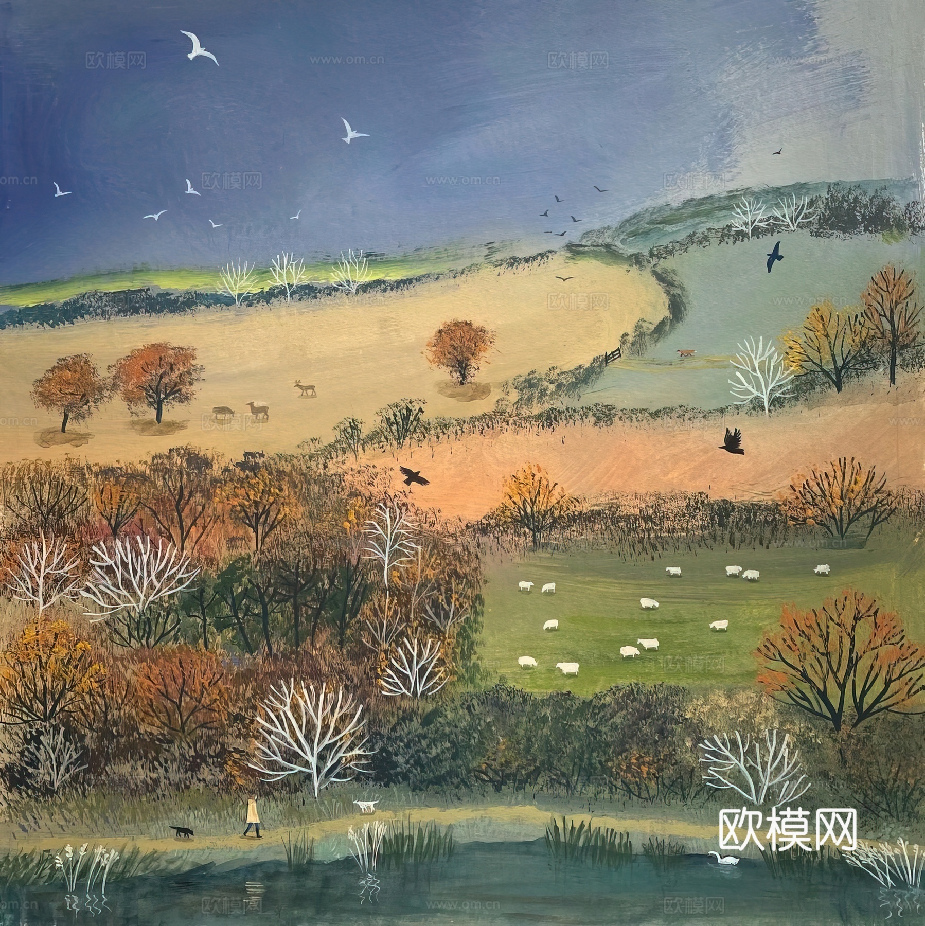 艺术挂画 挂画 装饰画 艺术画 插画下载