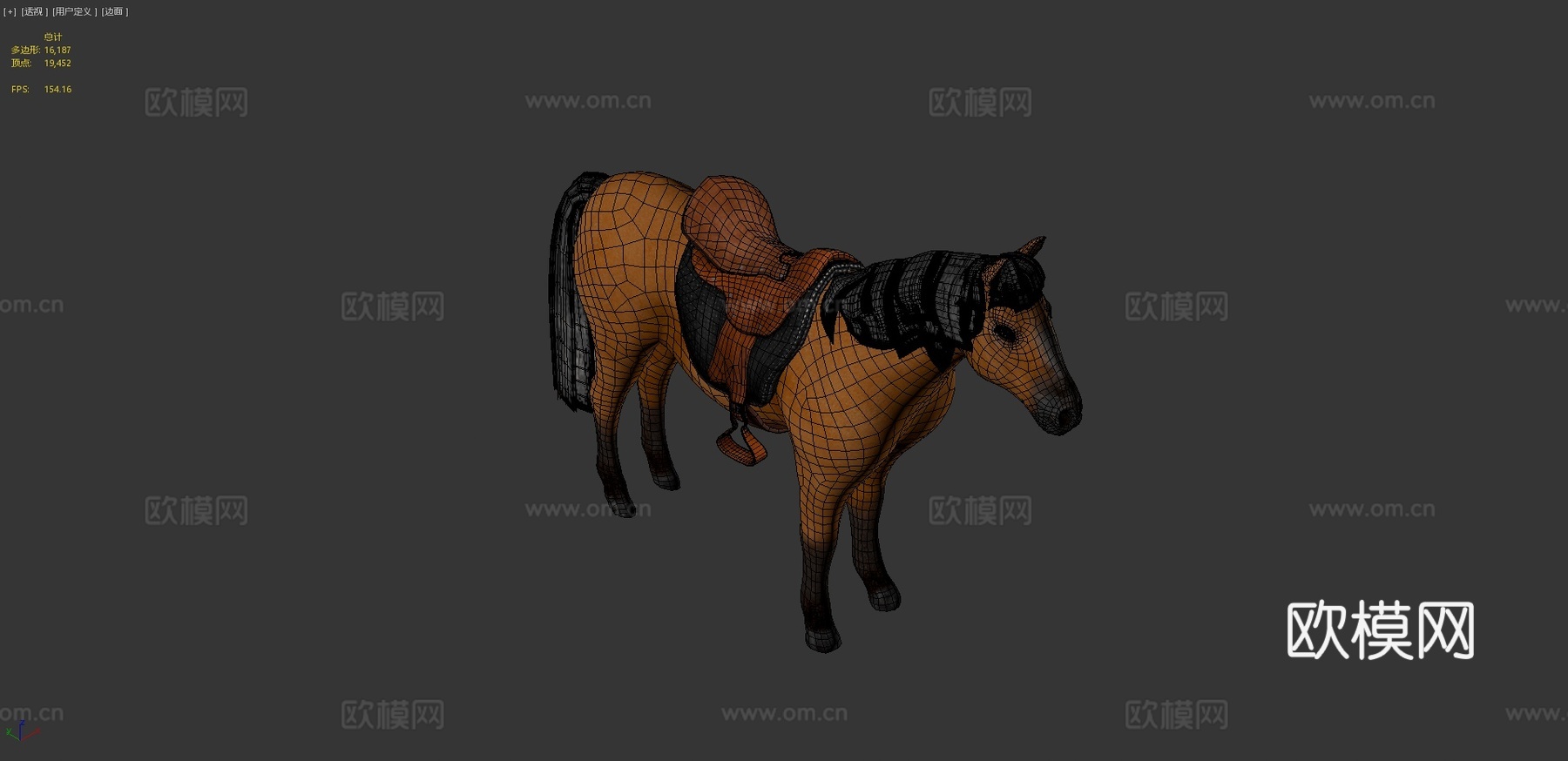 棕色马绑定3d模型