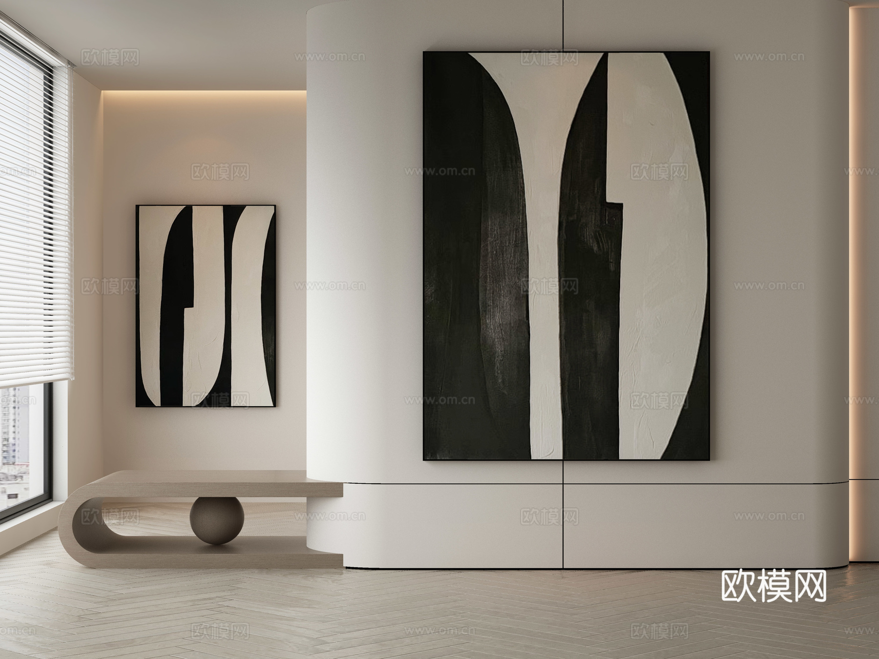 现代侘寂挂画 油画3d模型