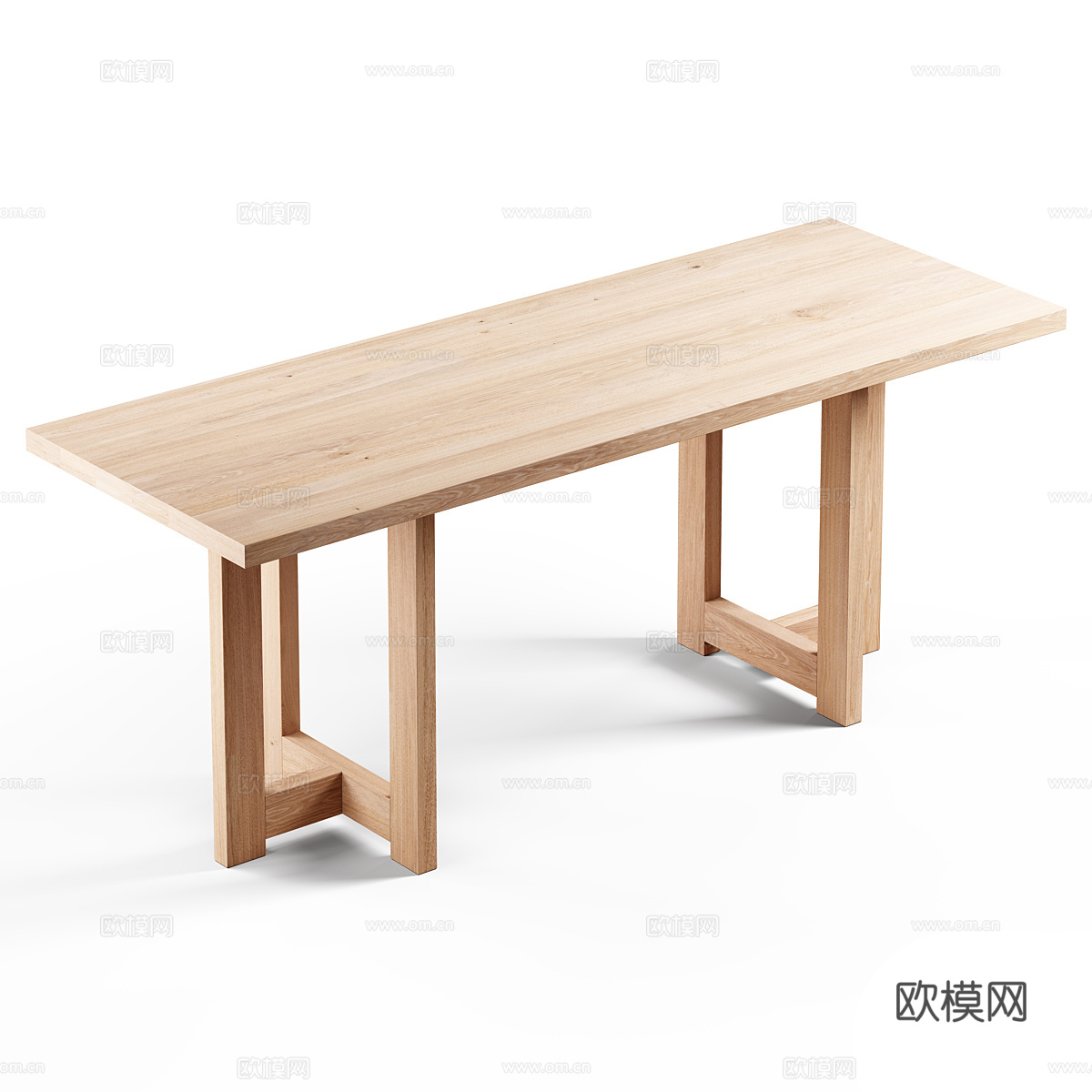 新中式原木风实木餐桌3d模型