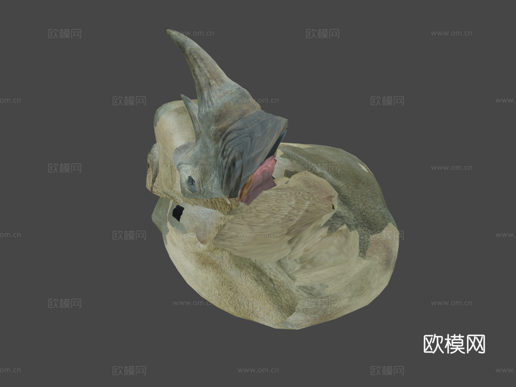 漂浮幻想岛上的动画犀牛循环3d模型