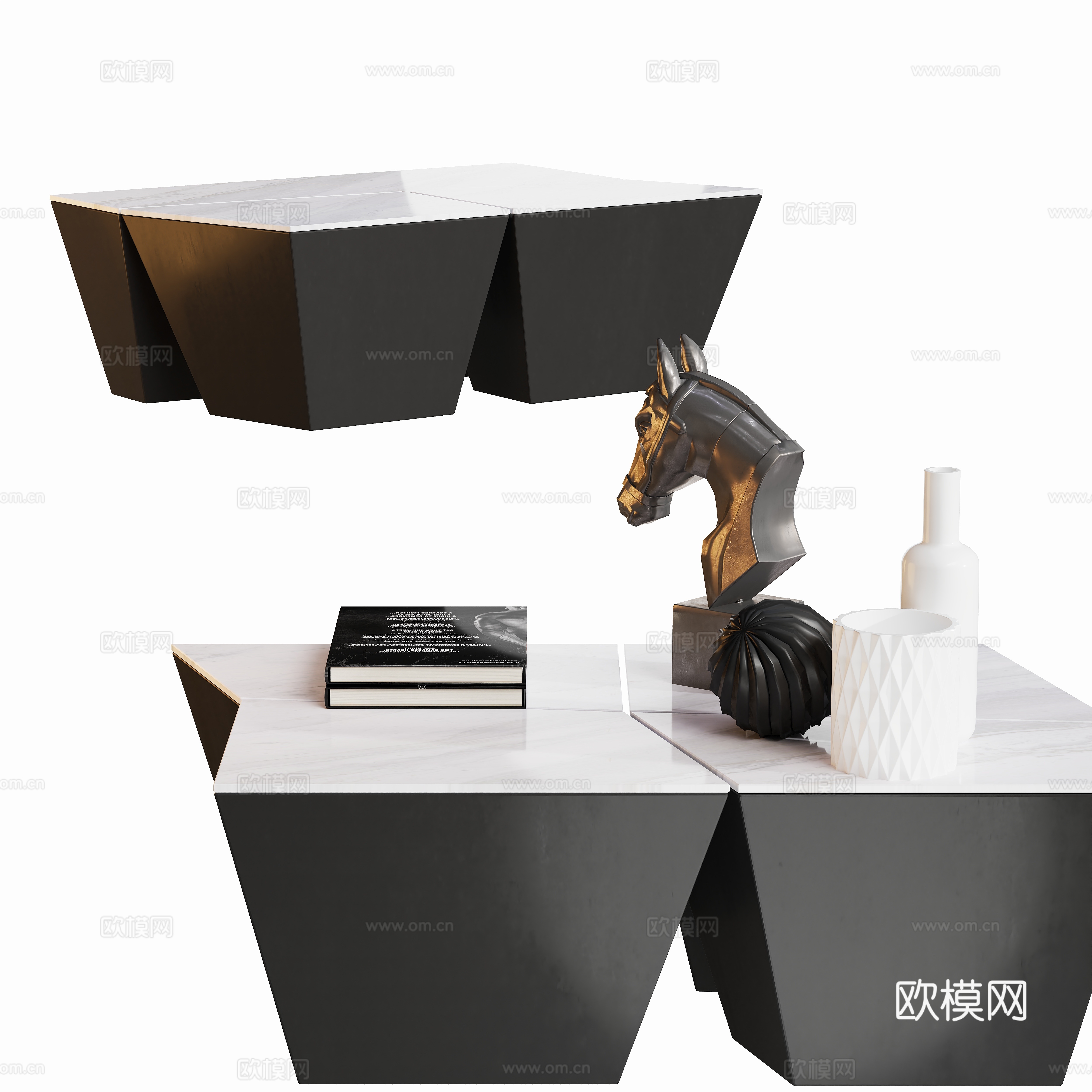 现代异形石材茶几su模型
