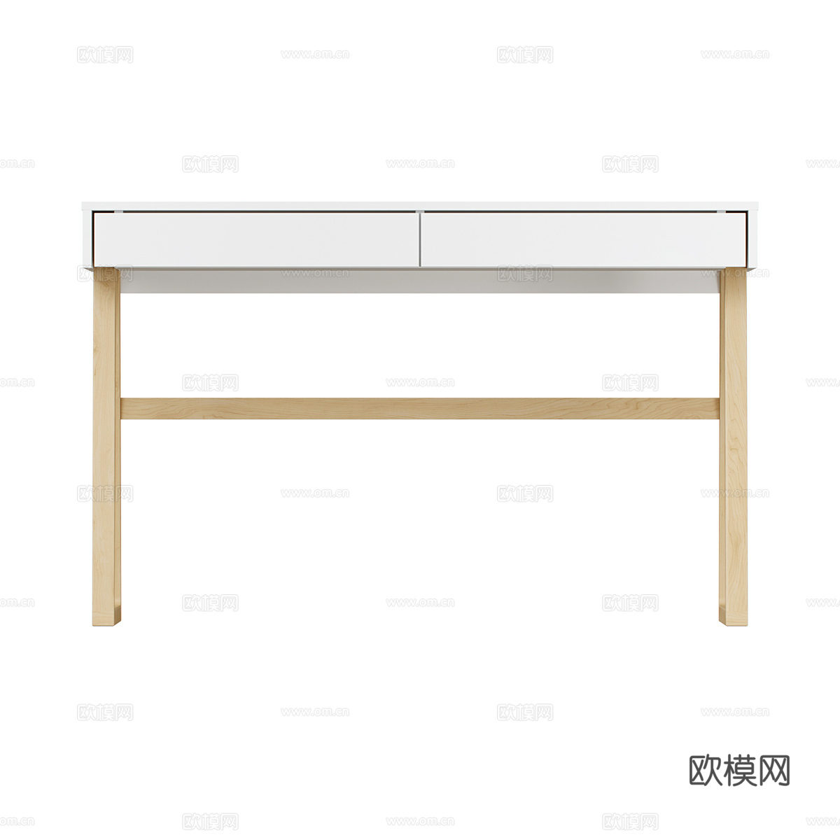 现代北欧原木书桌3d模型