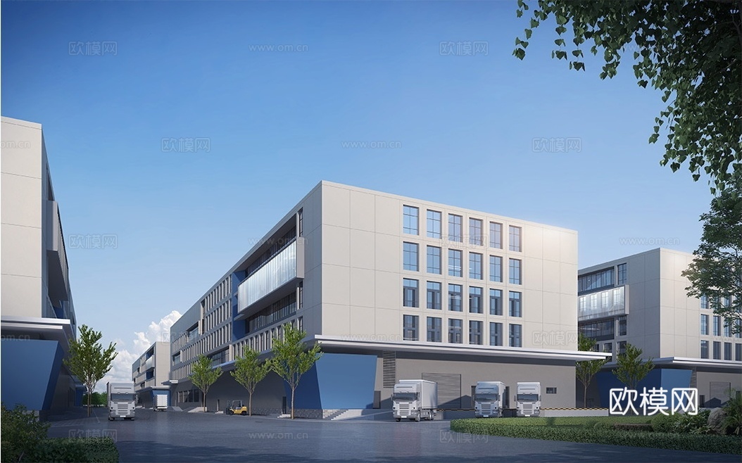 现代 工业化产业示范基地 办公楼 厂房3d模型