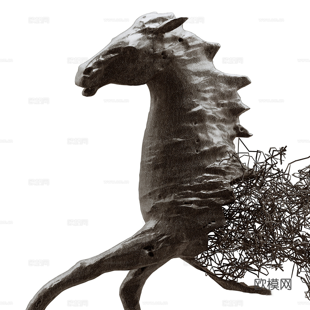 现代意式骏马雕塑3d模型
