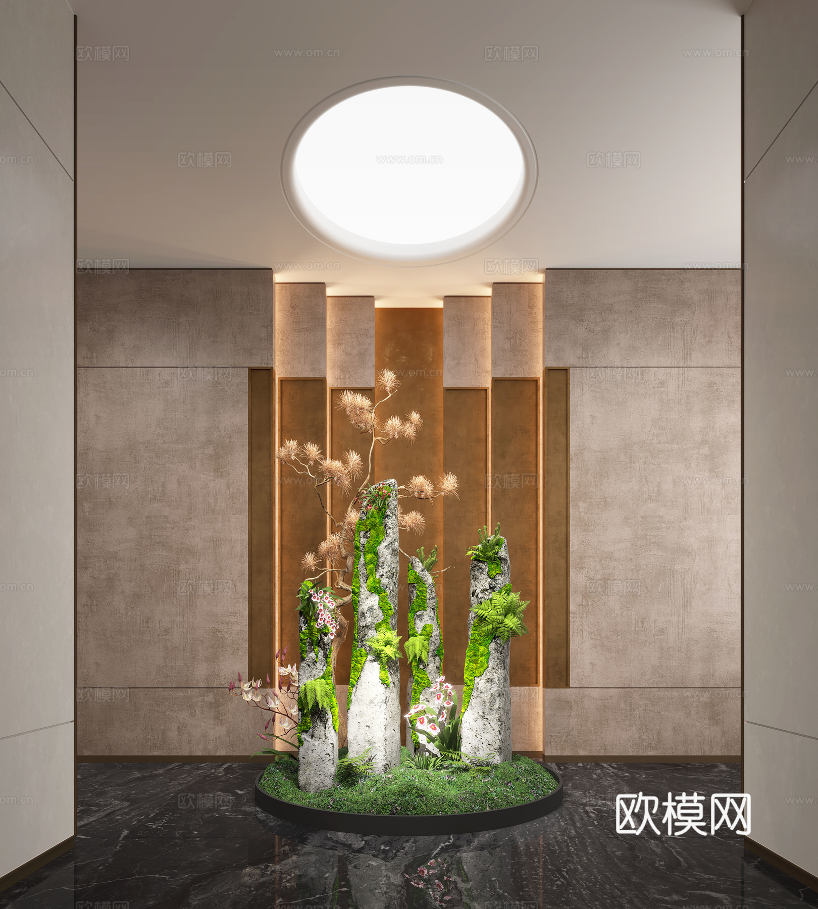 现代室内景观 景观小品 植物造景 植物堆 景观植物3d模型