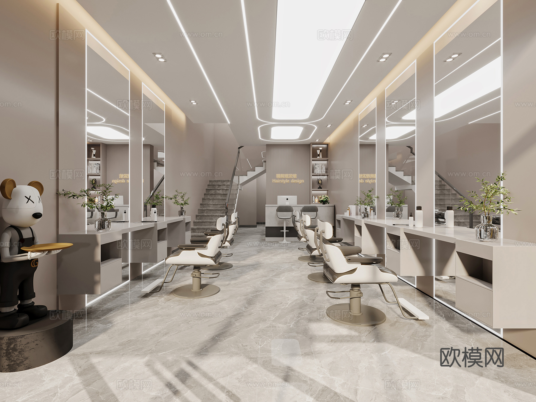 现代 理发店3d模型