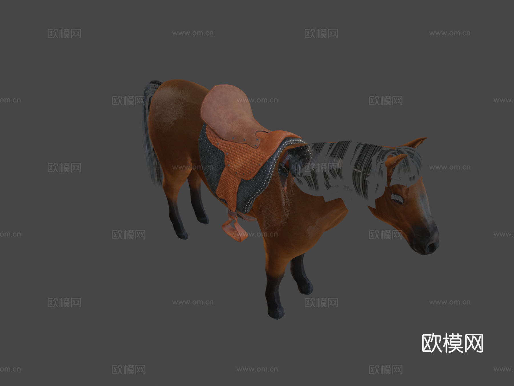 棕色马绑定3d模型