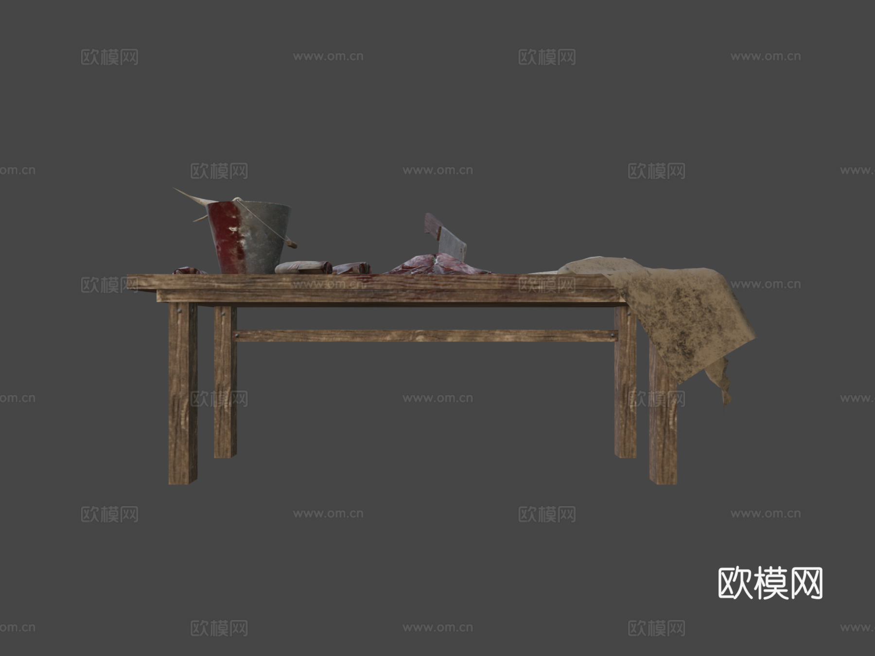 鱼贩桌3d模型下载（渲染图5）