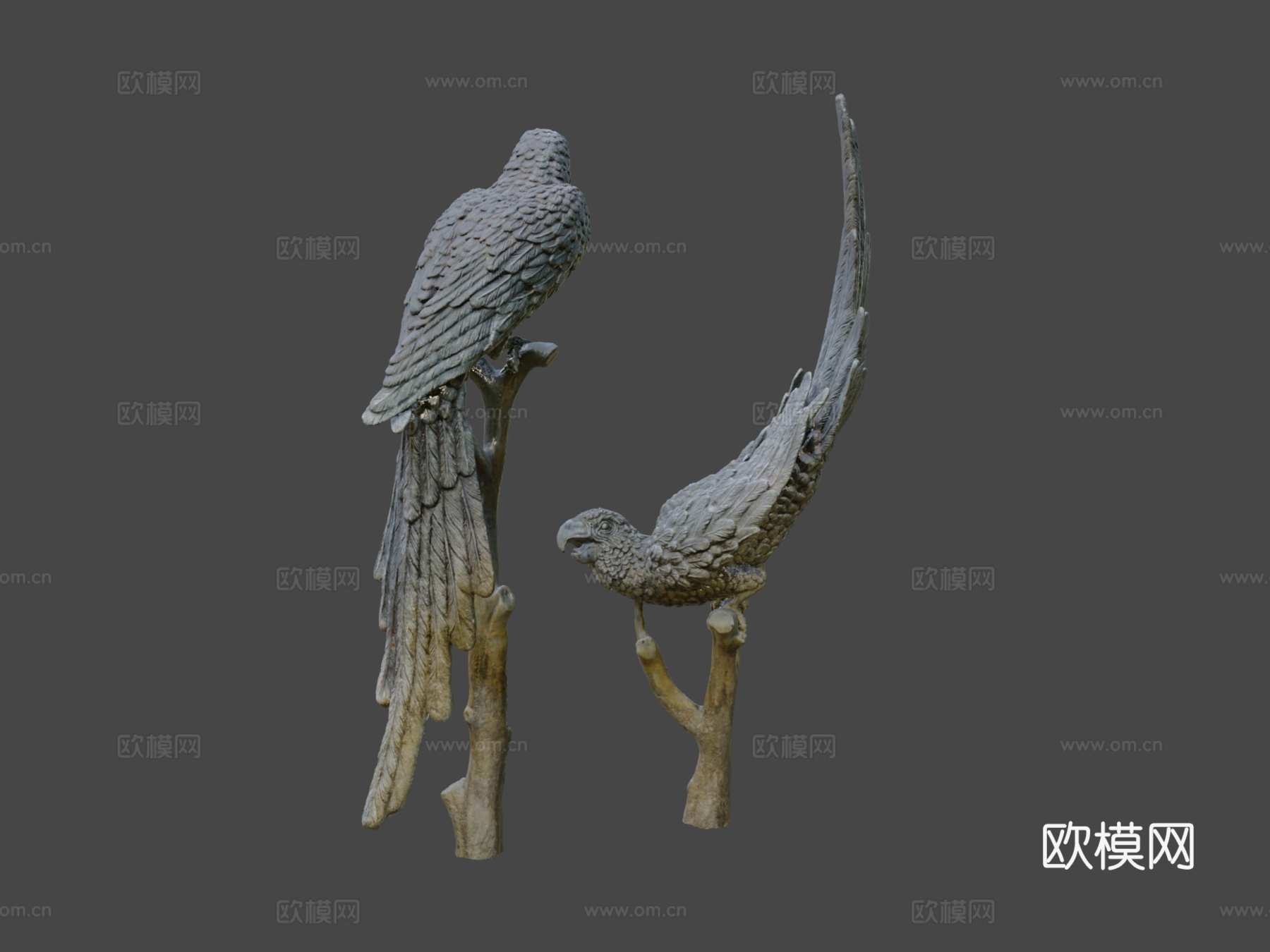 鹦鹉雕像3d模型
