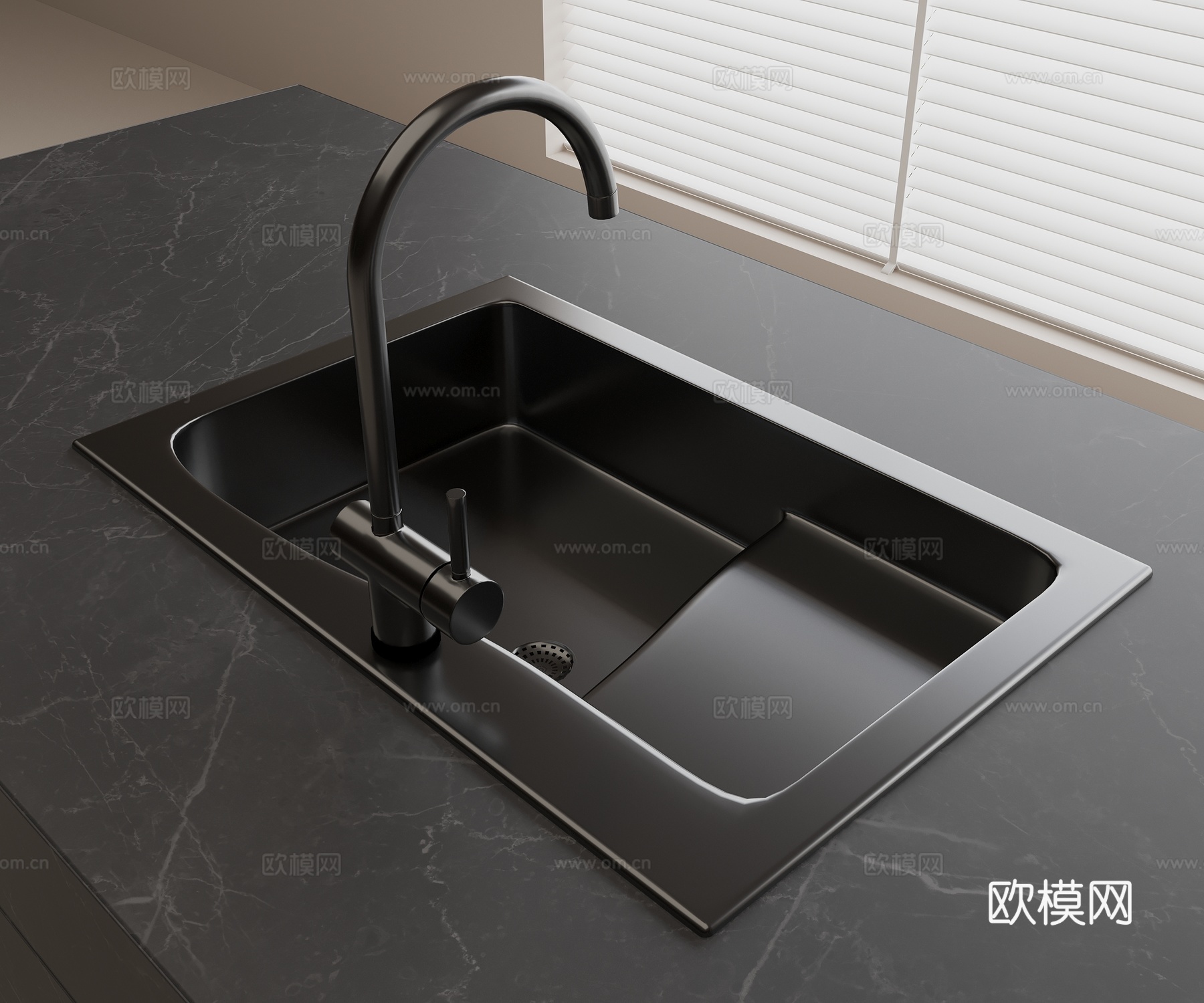 不锈钢水槽 洗菜盆 不锈钢水龙头3d模型
