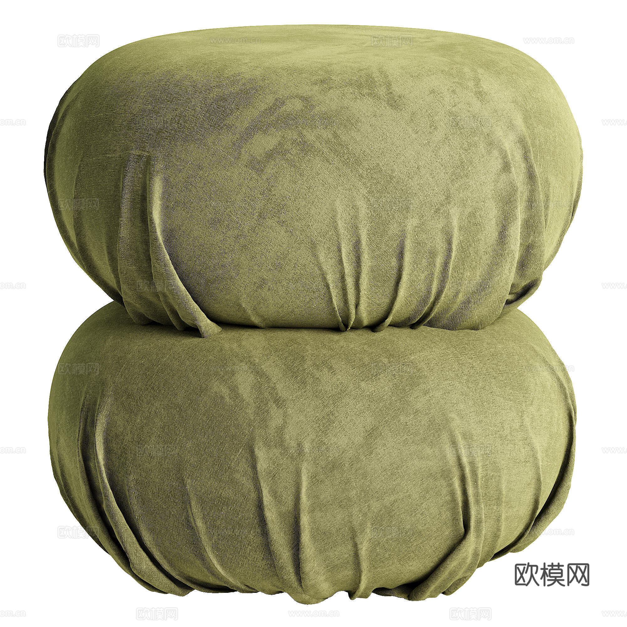 新中式布艺圆凳3d模型