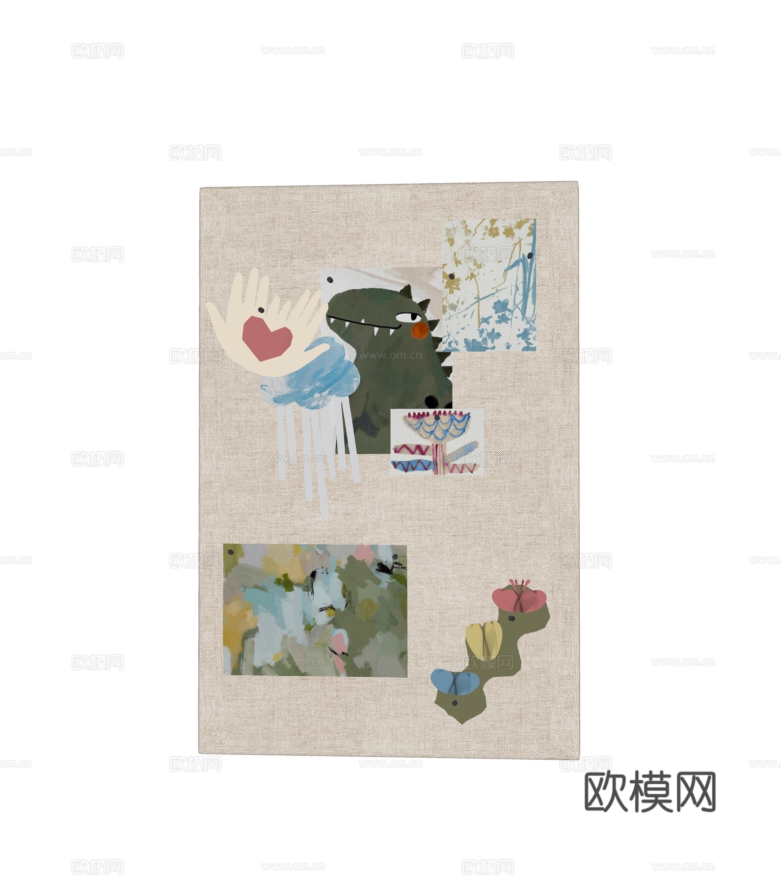 儿童贴画 手绘画板 墙饰挂件su模型