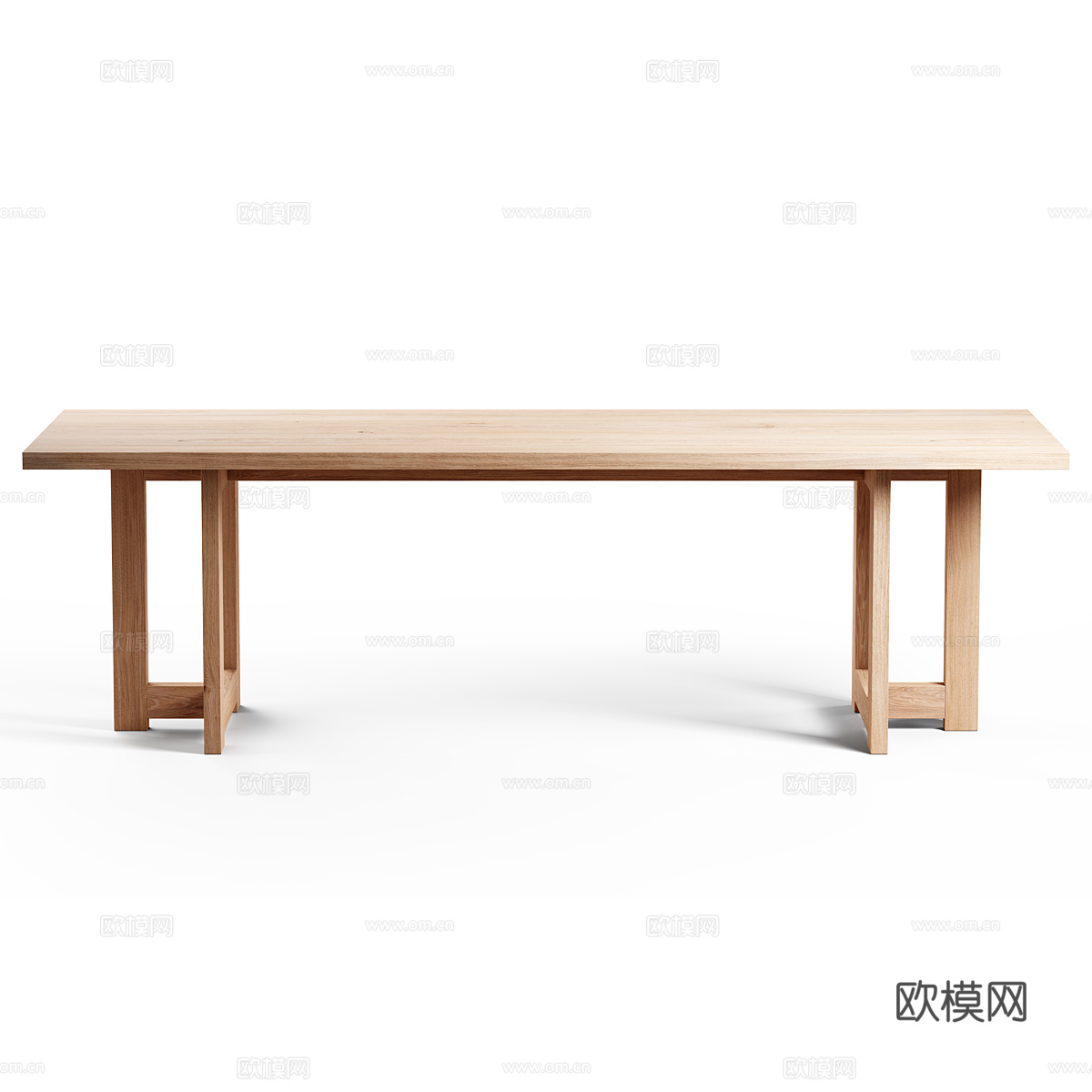 新中式原木风实木餐桌3d模型