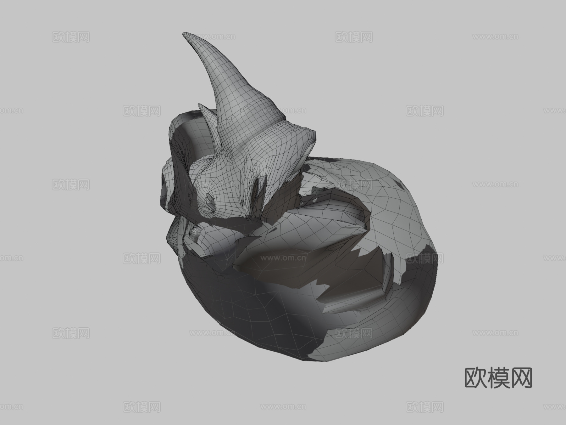 漂浮幻想岛上的动画犀牛循环3d模型