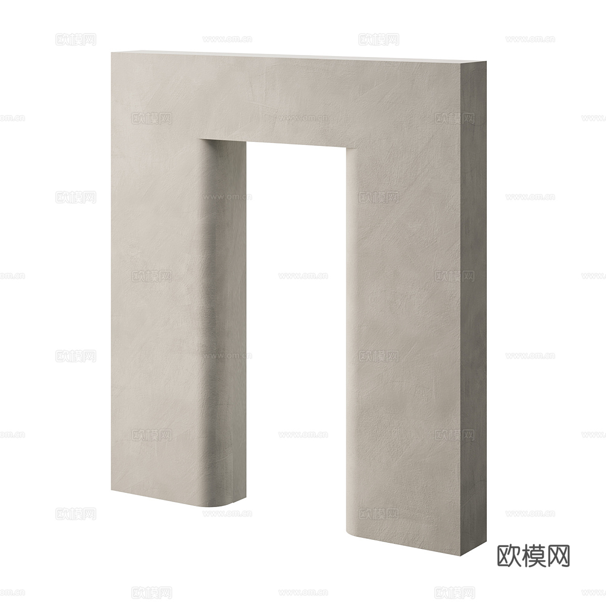 现代侘寂弧形门洞 过道3d模型