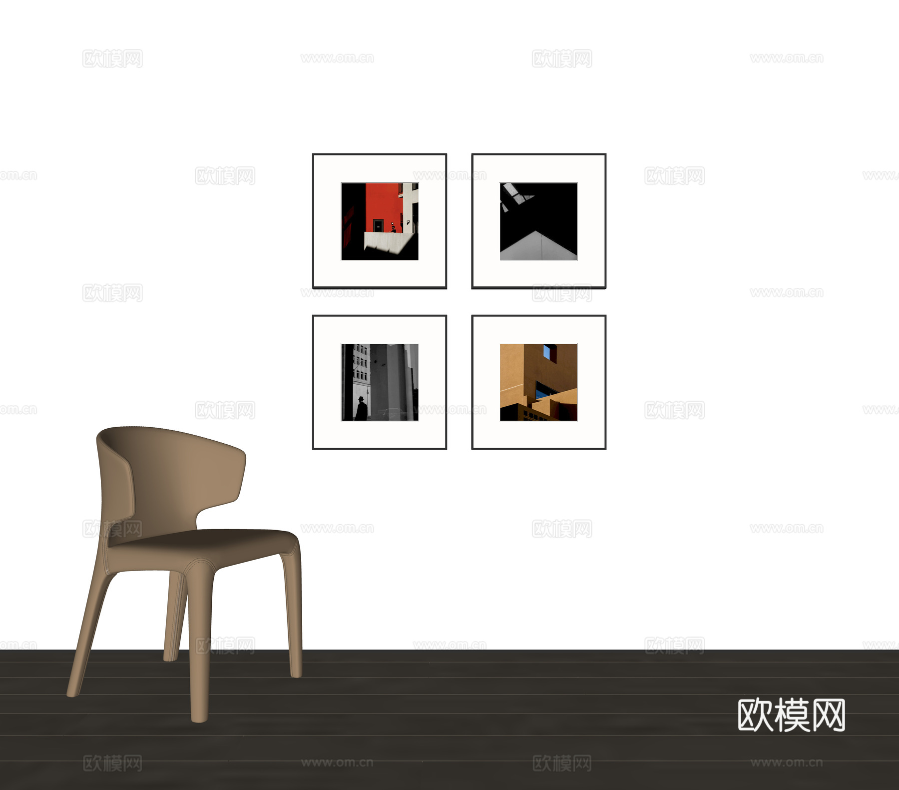现代组合挂画su模型