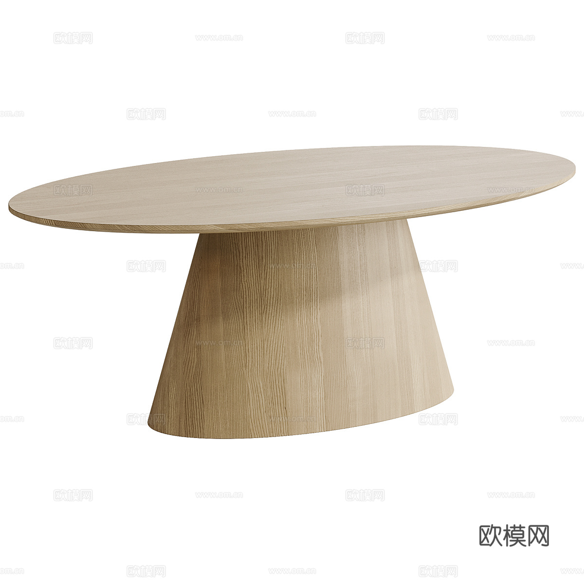 新中式原木椭圆茶几3d模型