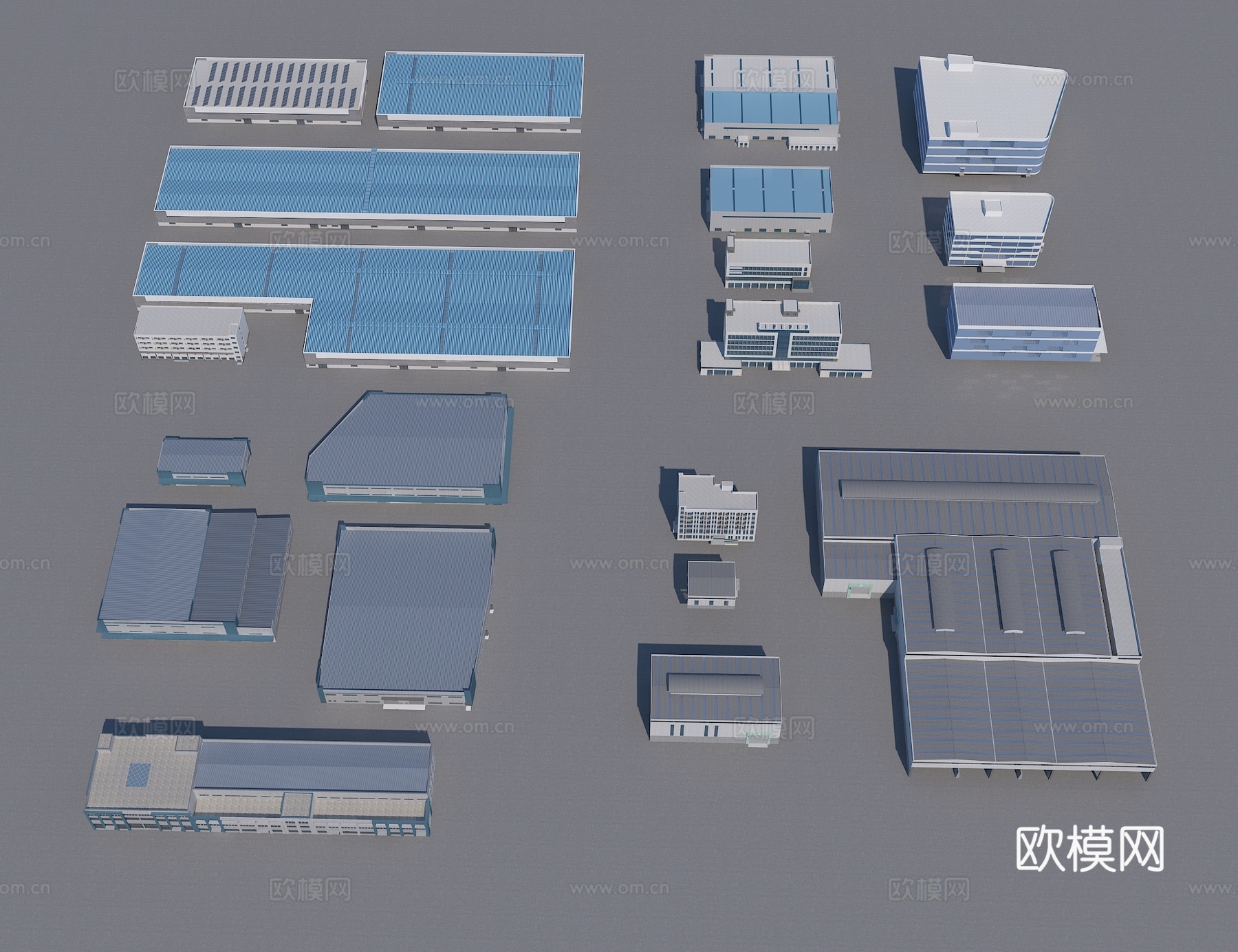 现代厂房 厂房办公楼 厂房配楼3d模型3d模型
