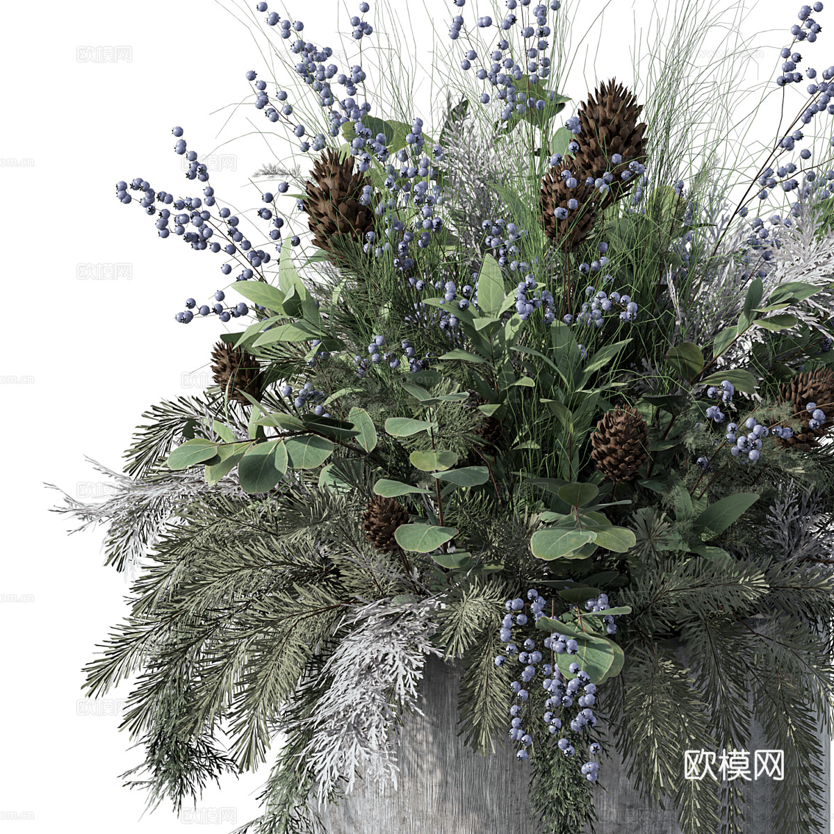 现代侘寂花瓶花艺3d模型