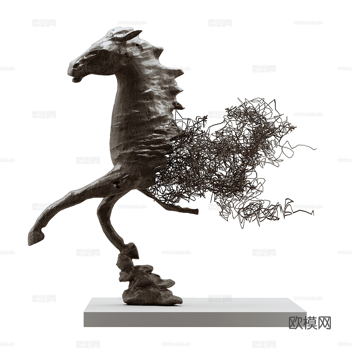 现代意式骏马雕塑3d模型