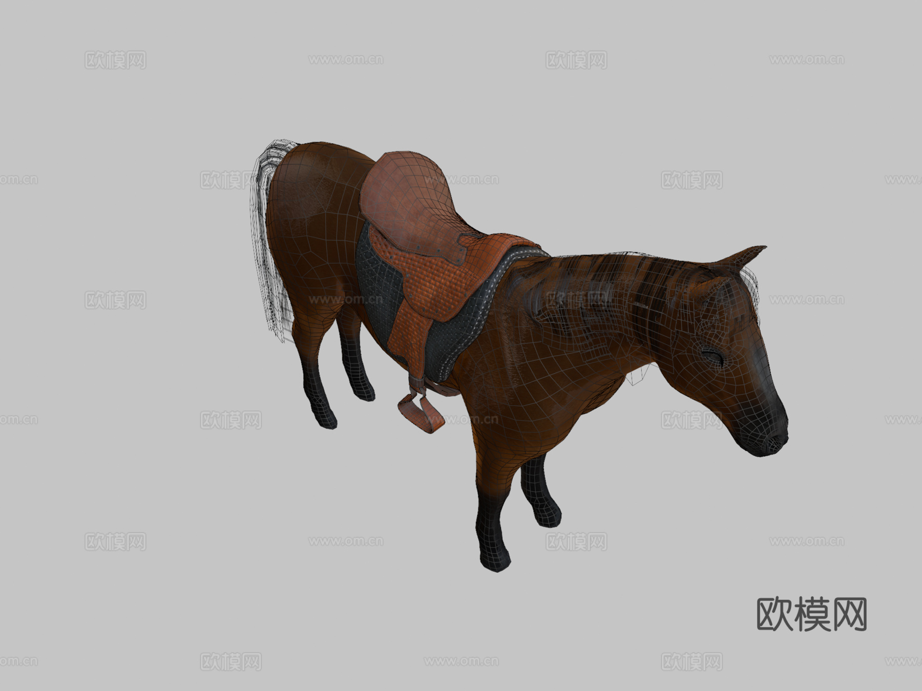 棕色马绑定3d模型