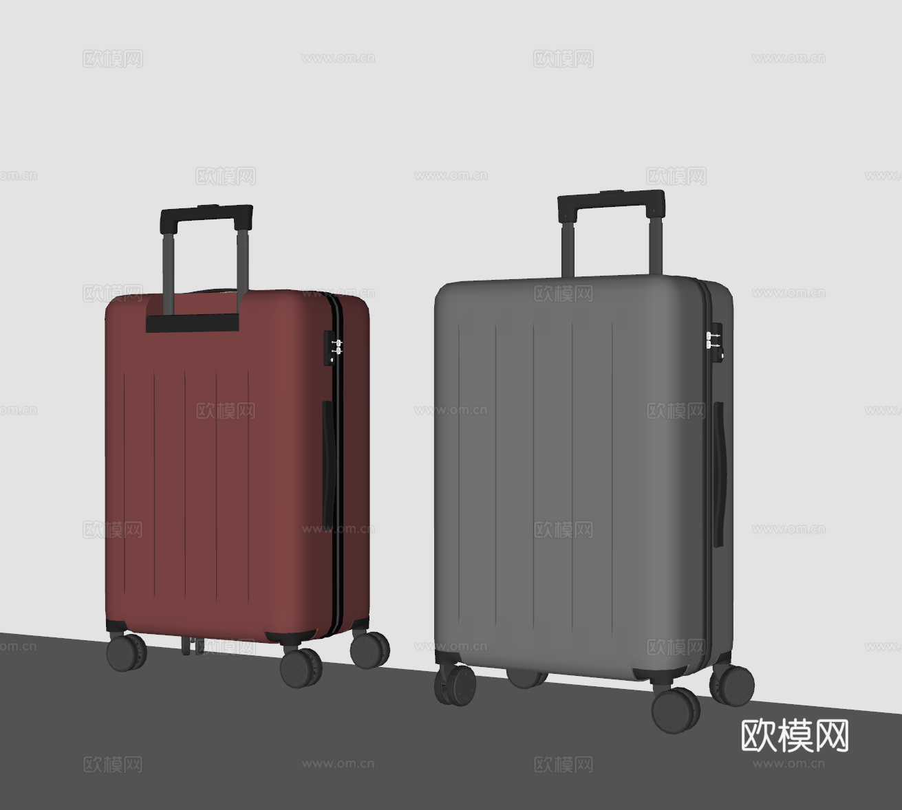 行李箱 旅行箱 拉杆箱 箱包 密码箱 箱子su模型
